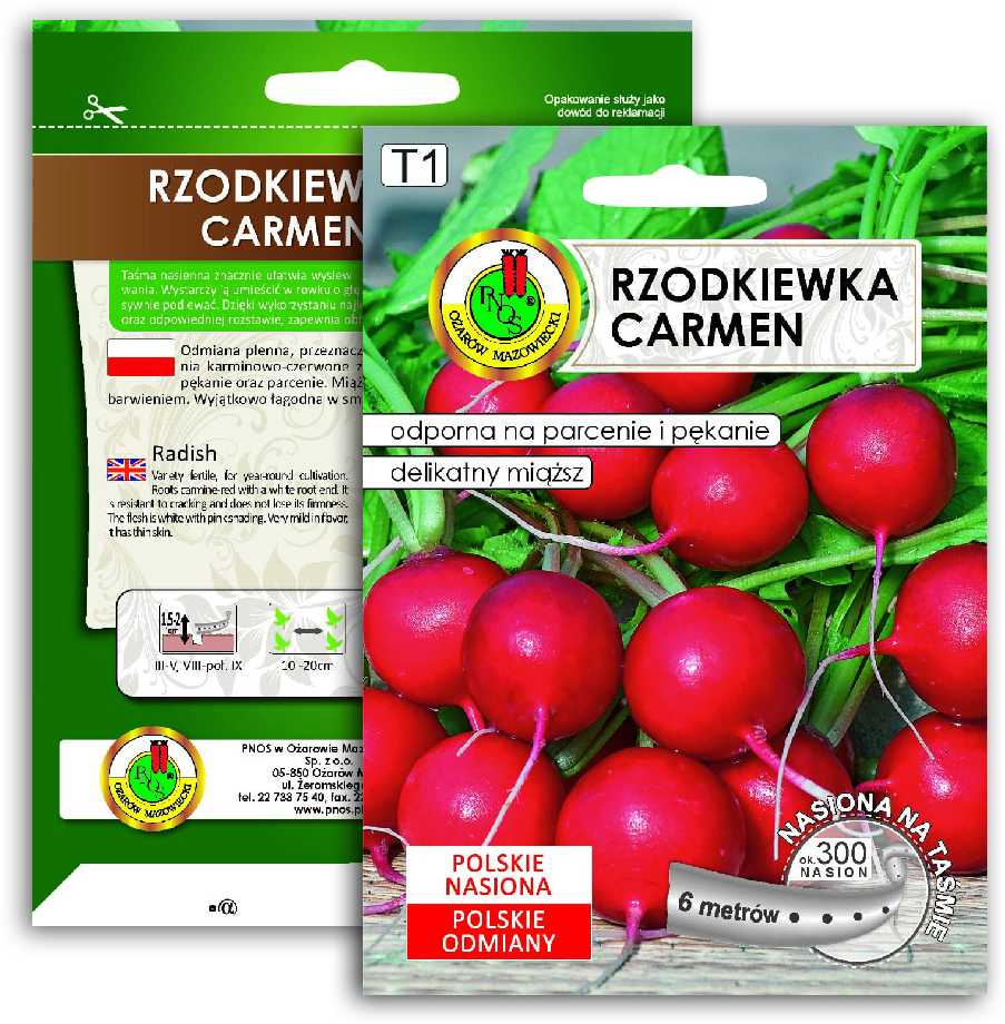 Carmen Radish PNOS Seeds on Tape, 6m Tape