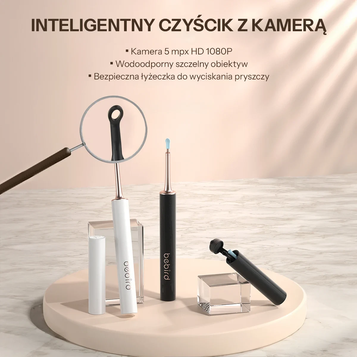 Bebird T15 Juodas Ear Cleaning Otoscope with Camera, 1080p aprašymas - Prekės nuotrauka