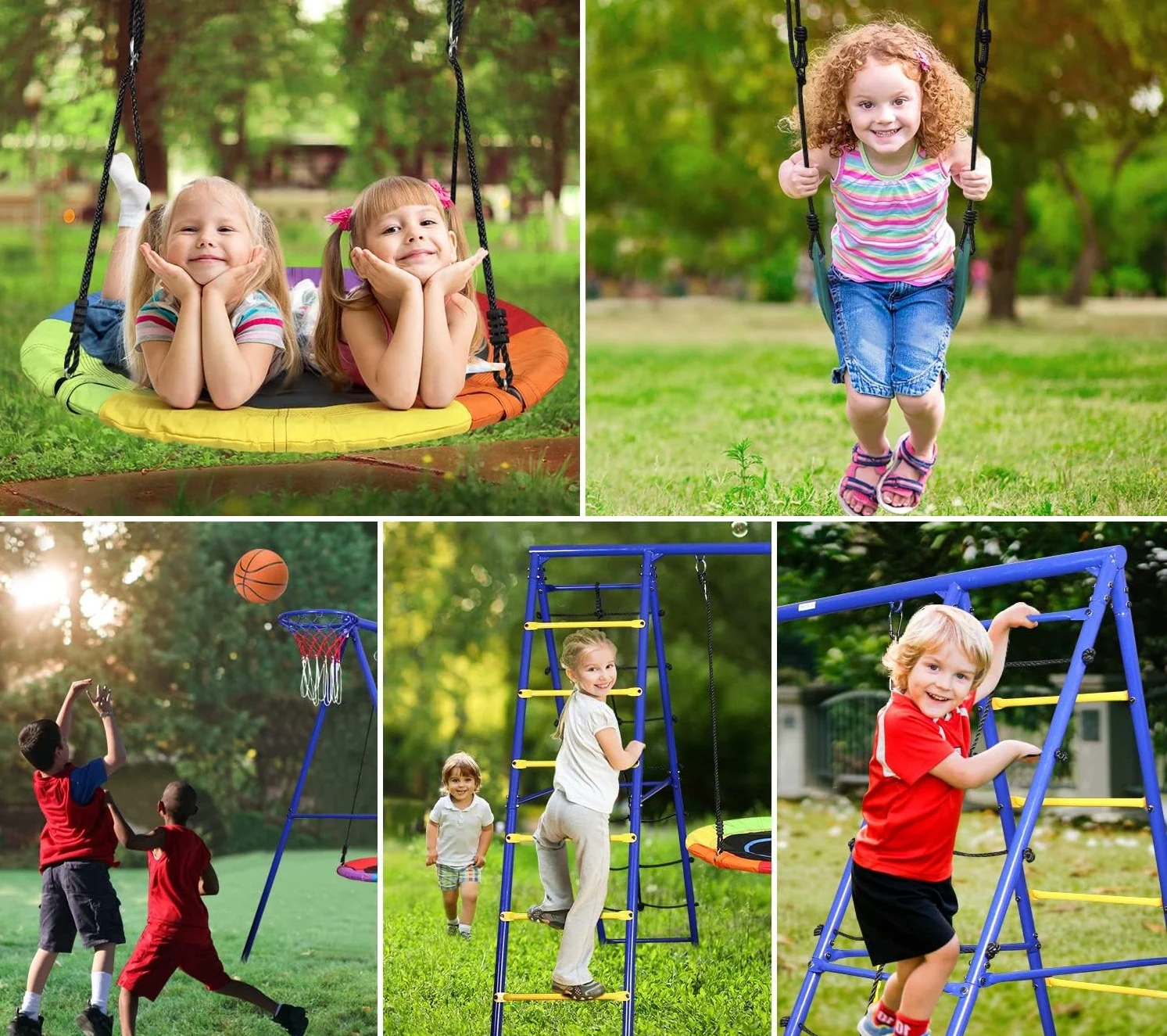 Extralink Sūpynių rėmas: „gandro lizdas“ + sūpynės + kopėčios + krepšys, 271x180x185 cm aprašymas - Prekės nuotrauka