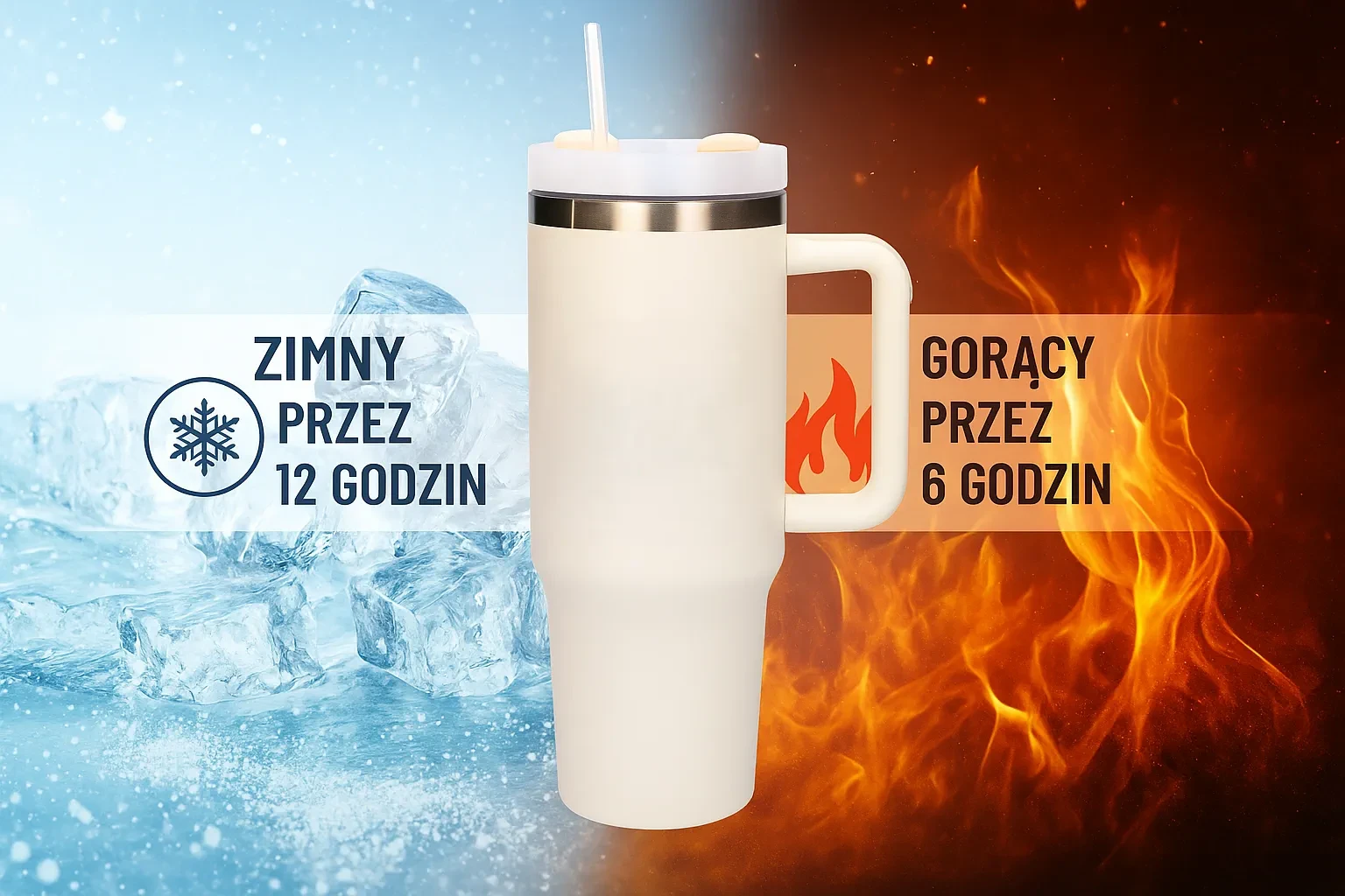 Extralink Juodas Forest | Termo puodelis ze słomką | termos su laikikliu 1200ml smėlio spalva aprašymas - Prekės nuotrauka