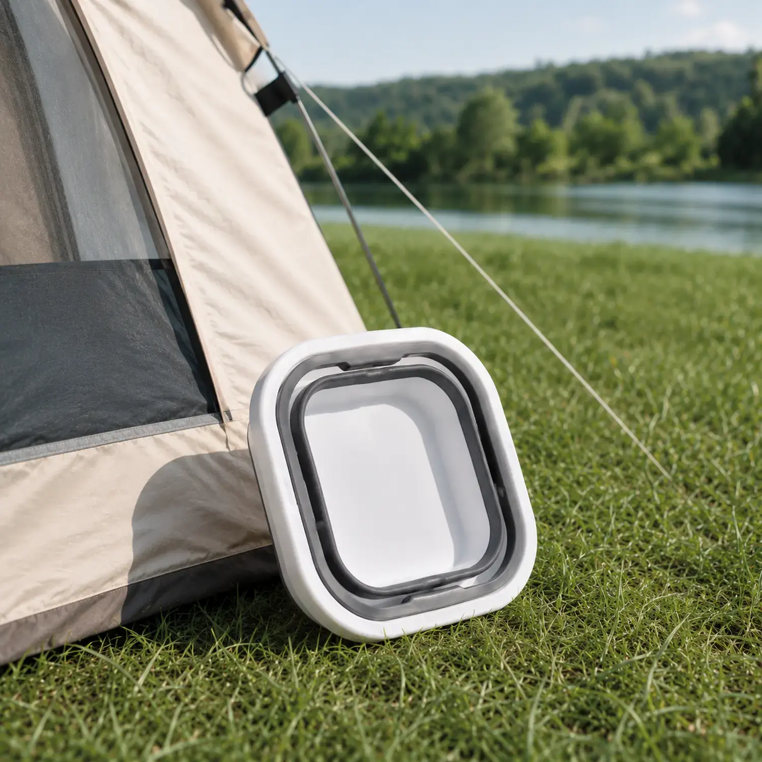 Extralink Juodas Forest, Portable travel bucket, 10L, foldable silicone bucket, camping aprašymas - Prekės nuotrauka