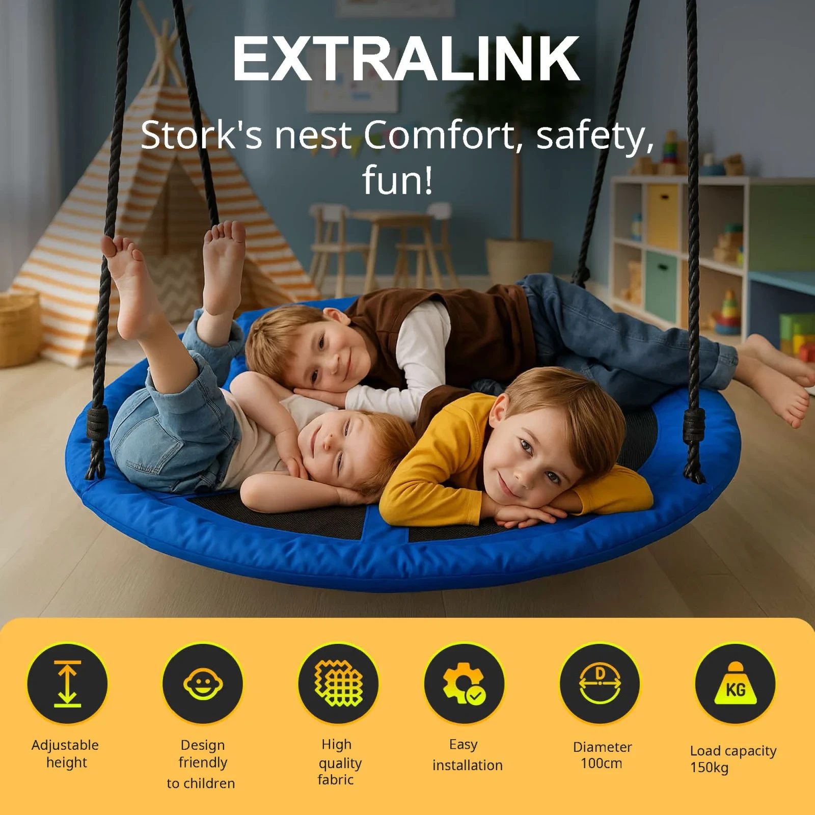 Extralink Juodas Forest Stork Nest, Mėlyna aprašymas - Prekės nuotrauka