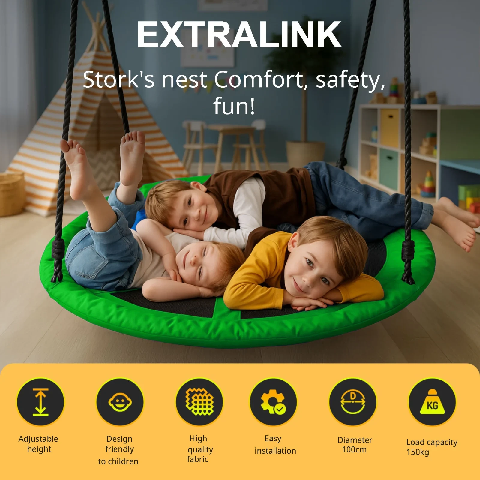 Extralink Juodas Forest Stork Nest, Žalias aprašymas - Prekės nuotrauka
