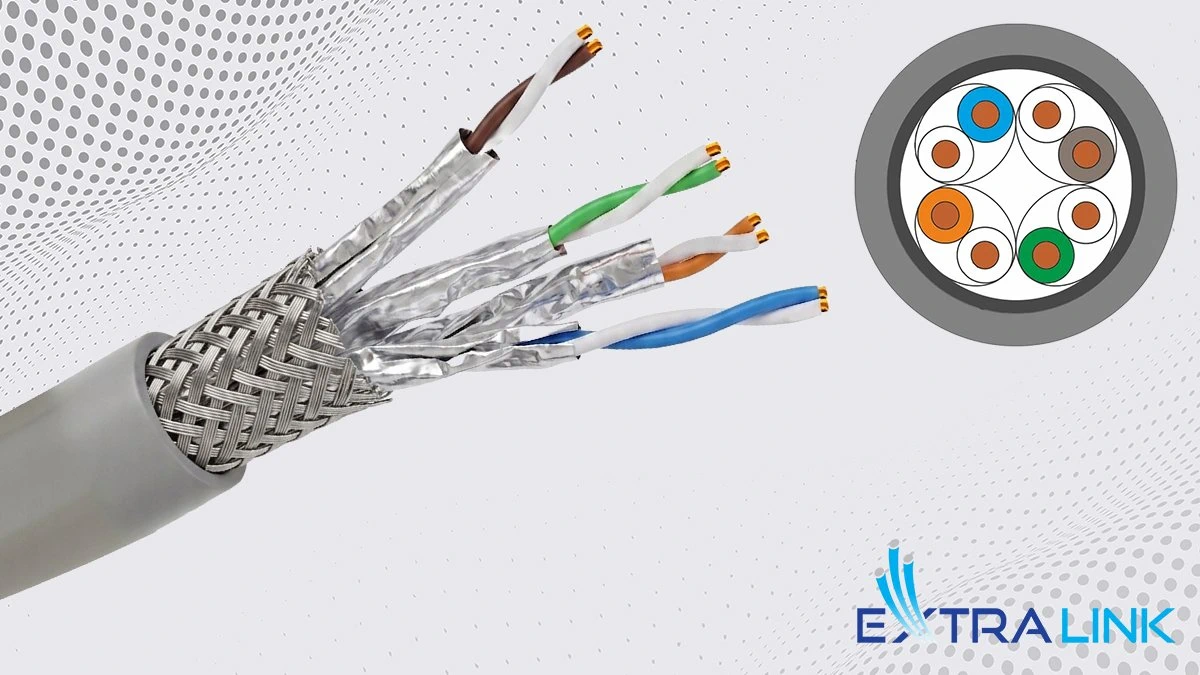 Extralink CAT7 SFTP (S/FTP) INDOOR TWISTED PAIR 100M tinklo kabelis aprašymas - Prekės nuotrauka