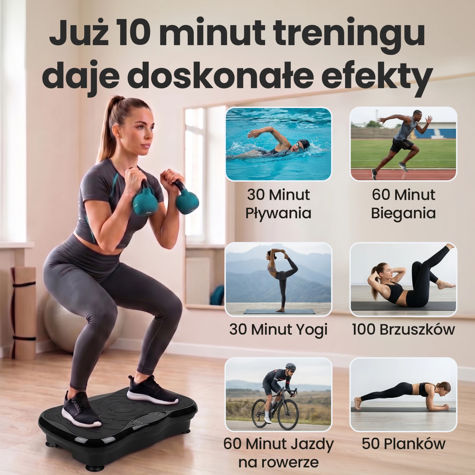 Extralink Moonwalk Spin Move Platofrma Wibracyjna do Ćwiczeń Fitness 200W juoda aprašymas - Prekės nuotrauka