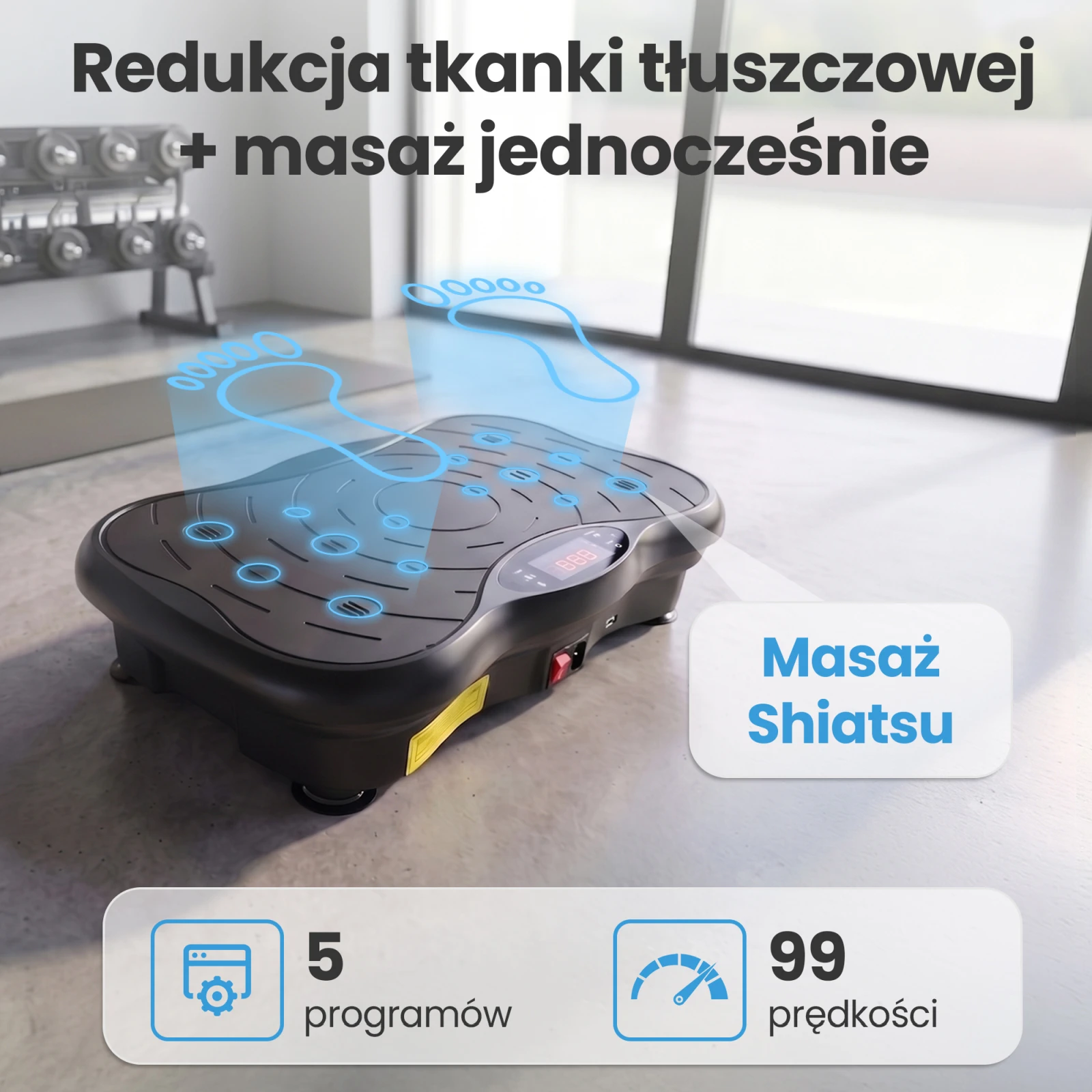 Extralink Moonwalk Spin Move Platofrma Wibracyjna do Ćwiczeń Fitness 200W juoda aprašymas - Prekės nuotrauka