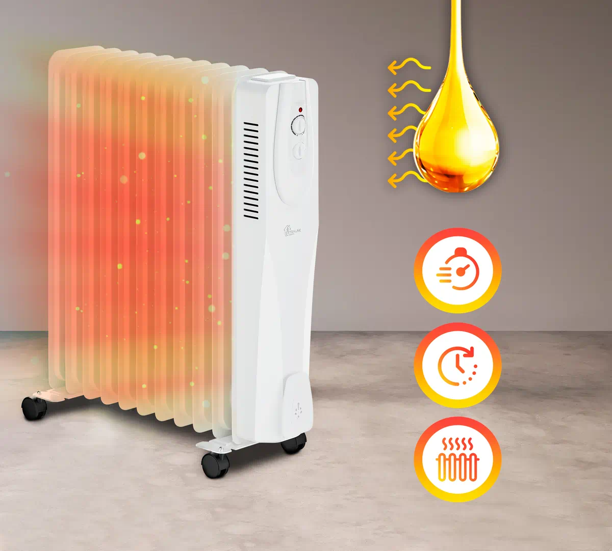 Extralink NY-25W1 | Elektrinis alyvos radiatorius | 2500 W, 11 briaunų aprašymas - Prekės nuotrauka