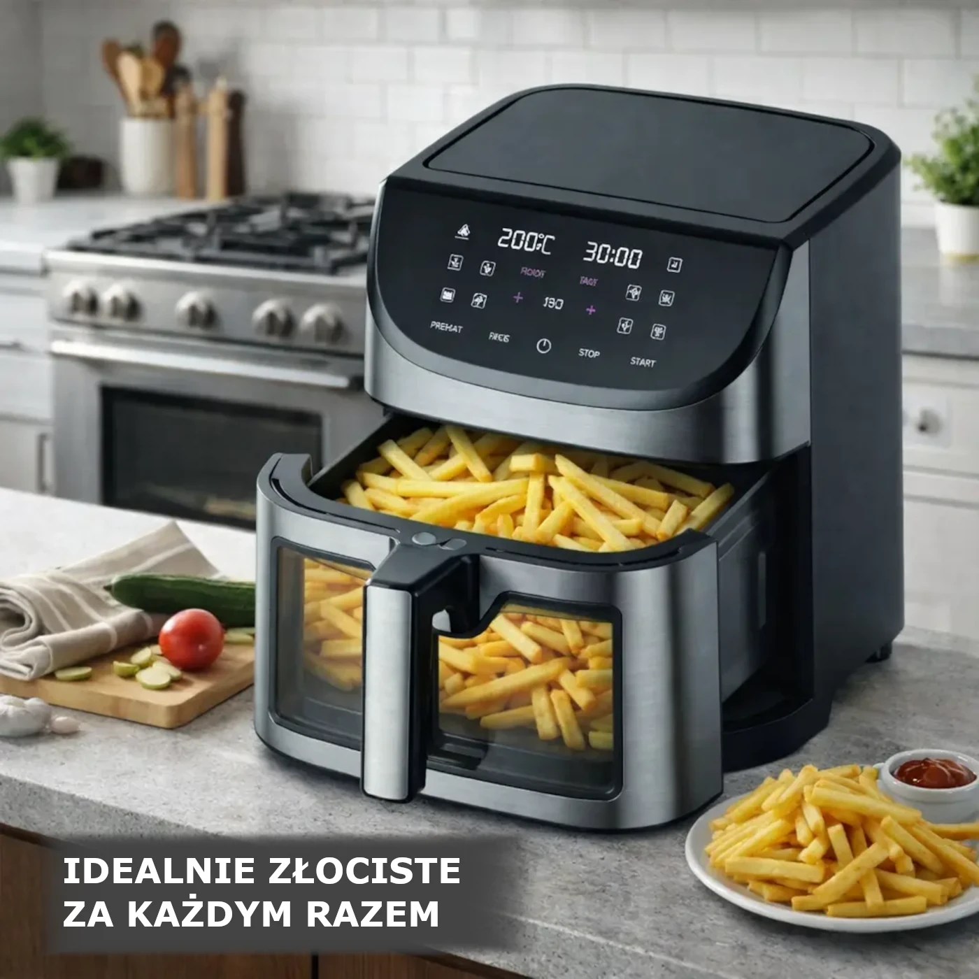 Extralink AIR FRYER Gruzdintuvė BEZTLUSZCZOWA 8L 1800W 200 STOPNI aprašymas - Prekės nuotrauka