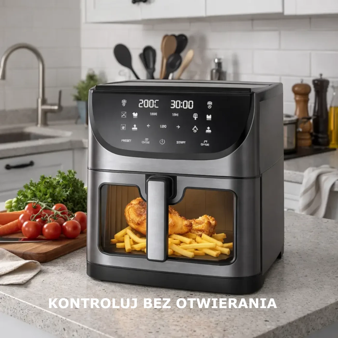 Extralink AIR FRYER Gruzdintuvė BEZTLUSZCZOWA 8L 1800W 200 STOPNI aprašymas - Prekės nuotrauka