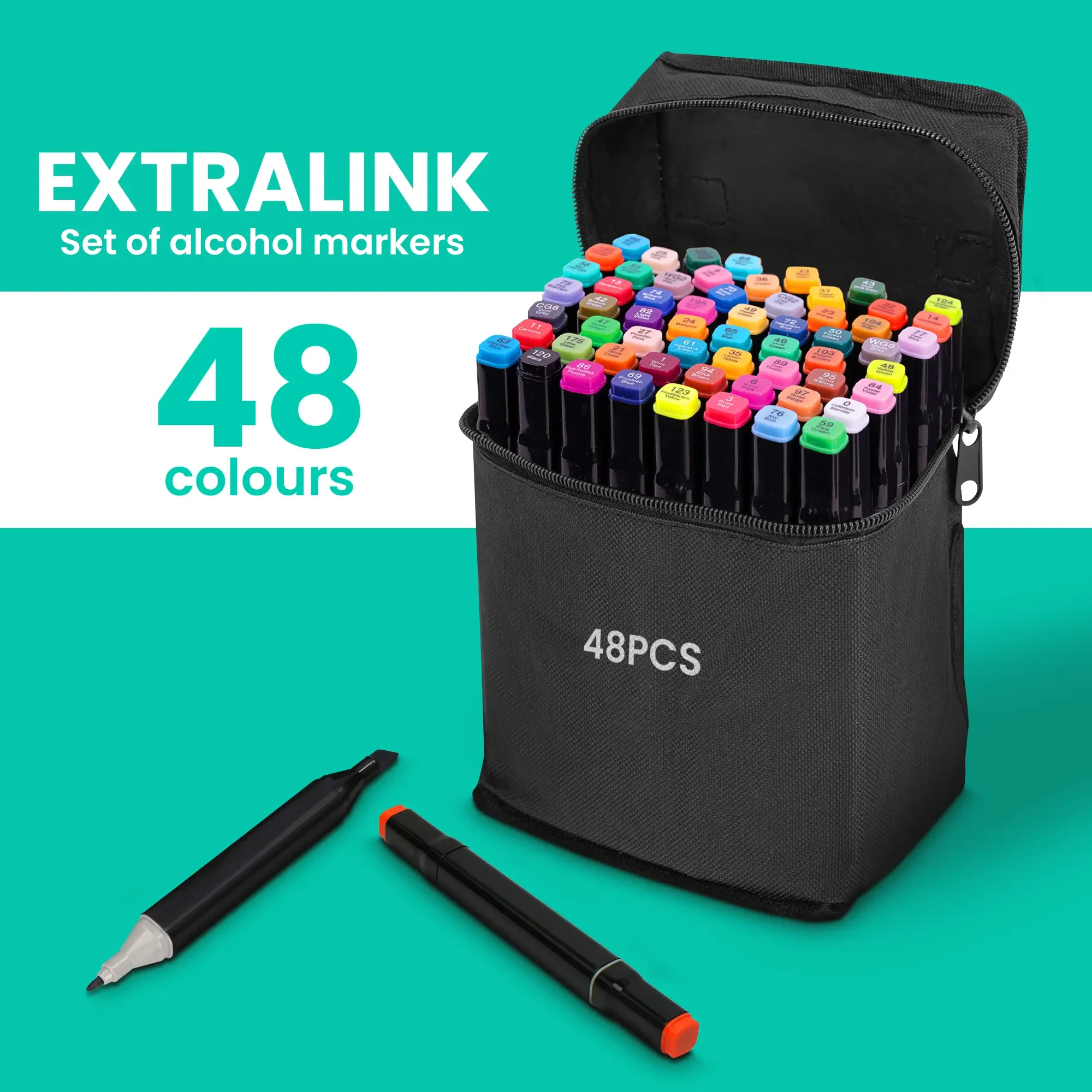 Extralink | Rinkinys alkoholio žymekliai | flomasteriai, žymekliai, flomasteriai, 204 vnt. aprašymas - Prekės nuotrauka