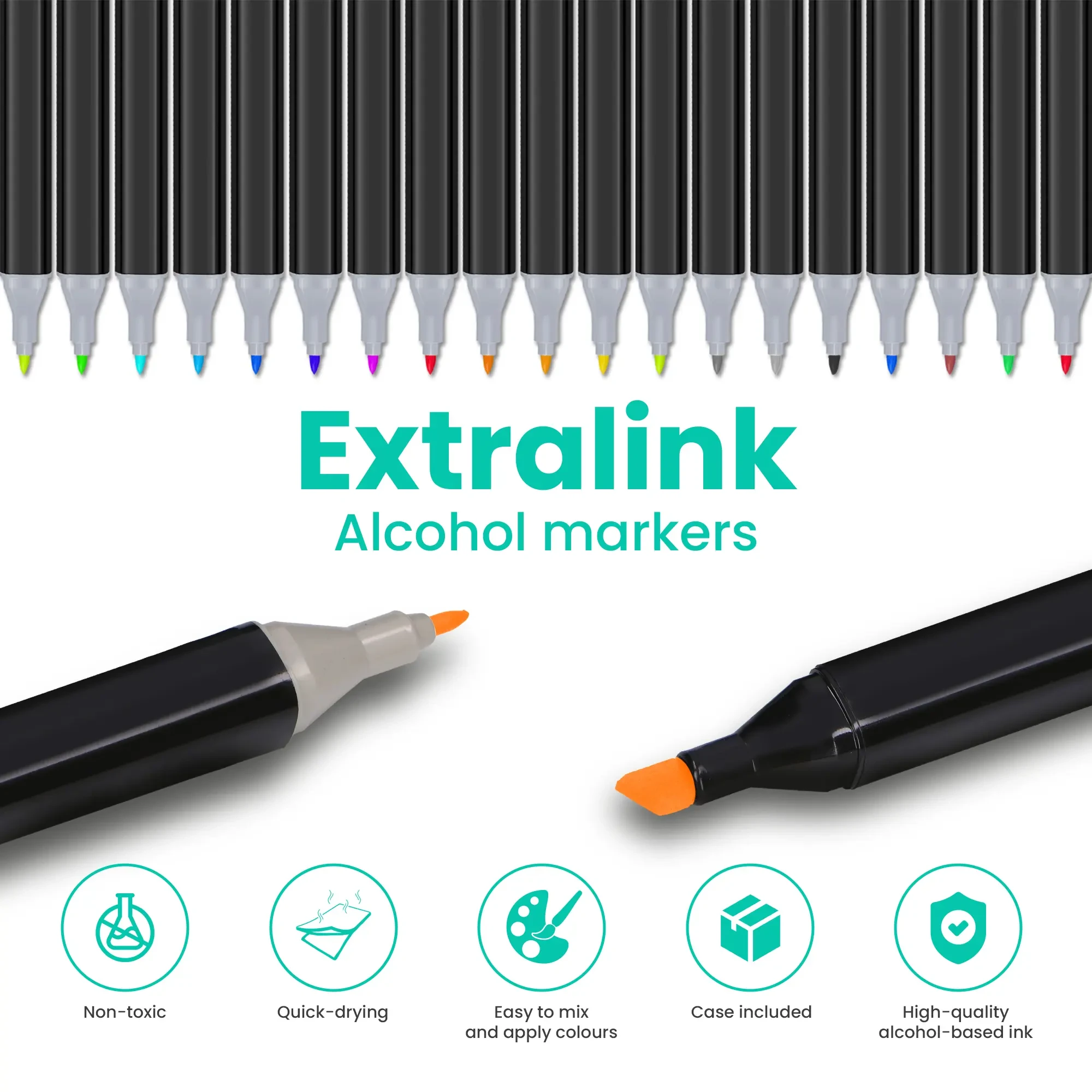 Extralink | Rinkinys alkoholio žymekliai | flomasteriai, žymekliai, flomasteriai, 204 vnt. aprašymas - Prekės nuotrauka