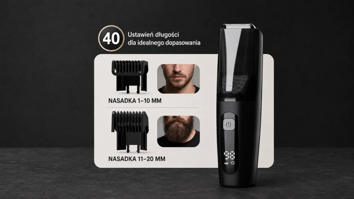 Extralink, Beard and hair clipper with container, Range 1–20 mm, USB-C, IPX6, 800 mAh aprašymas - Prekės nuotrauka