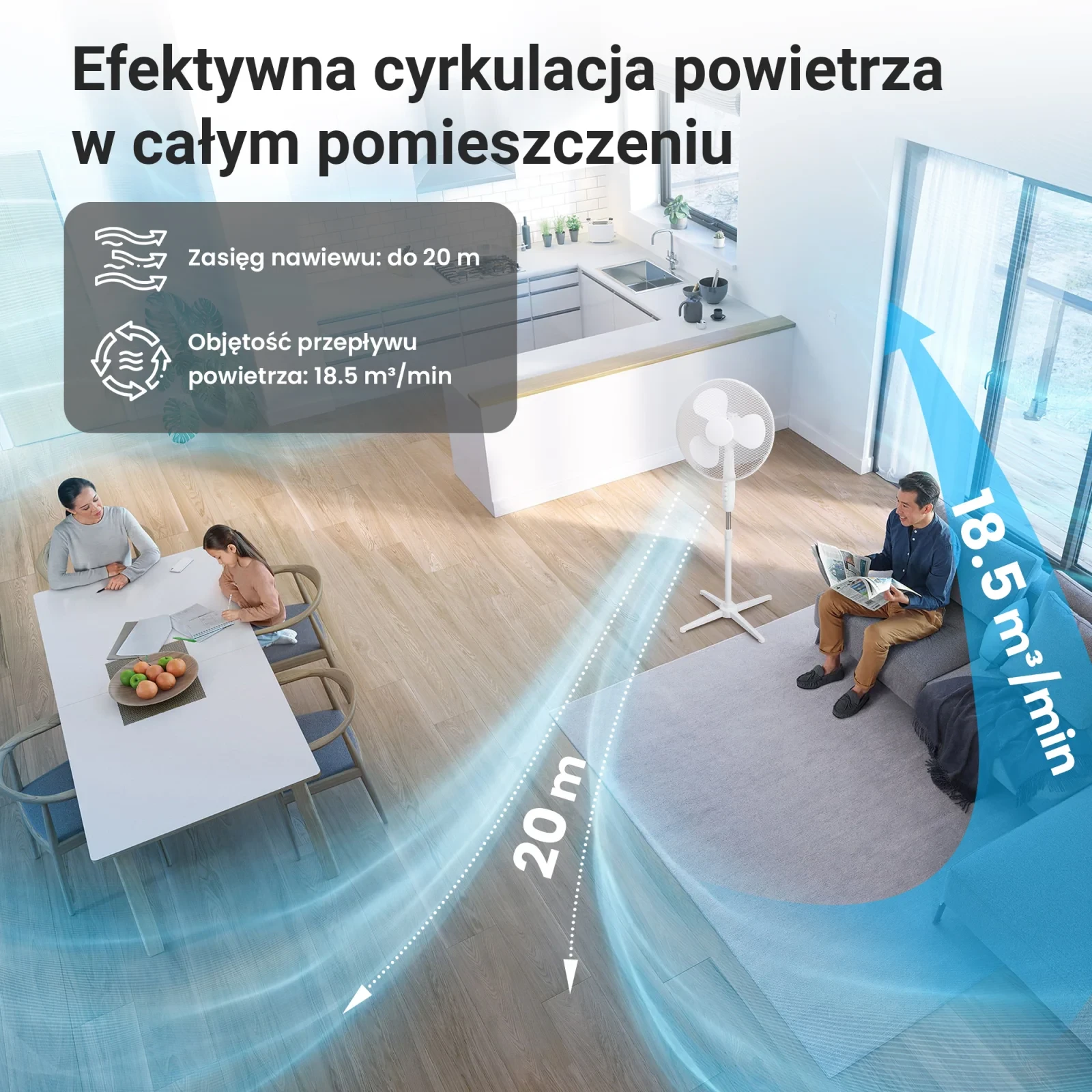 Ventiliatorius Extralink Breeze ESF-40D-WH balta aprašymas - Prekės nuotrauka