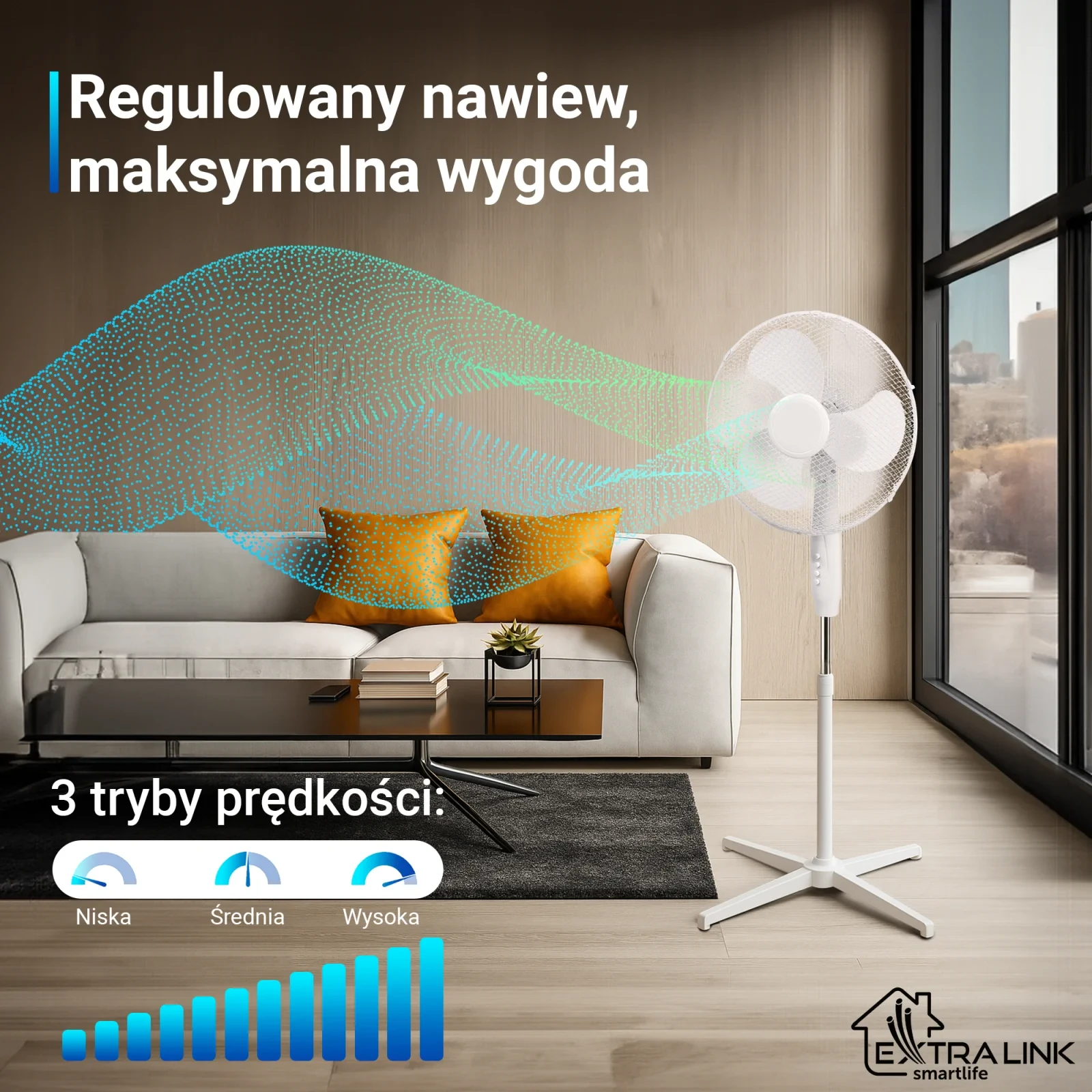 Ventiliatorius Extralink Breeze ESF-40D-WH balta aprašymas - Prekės nuotrauka