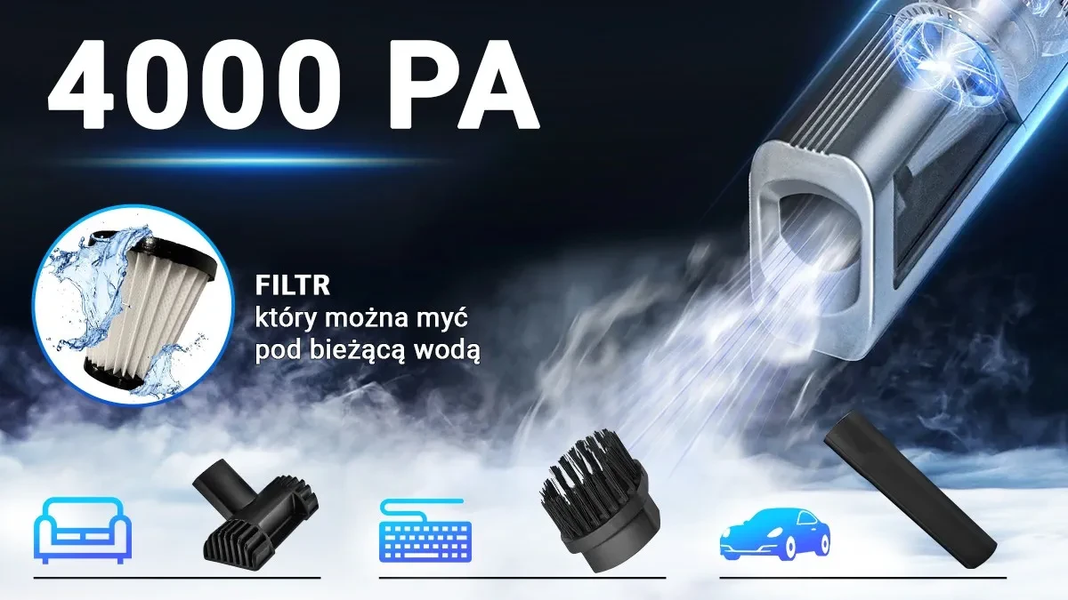 Dulkių siurblys Extralink Car Vacuum Cleaner with 2-in-1 Compressor 12V USB aprašymas - Prekės nuotrauka