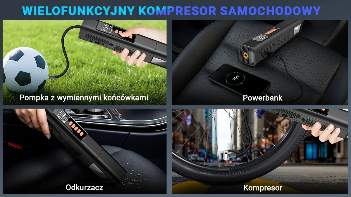 Dulkių siurblys Extralink Car Vacuum Cleaner with 2-in-1 Compressor 12V USB aprašymas - Prekės nuotrauka