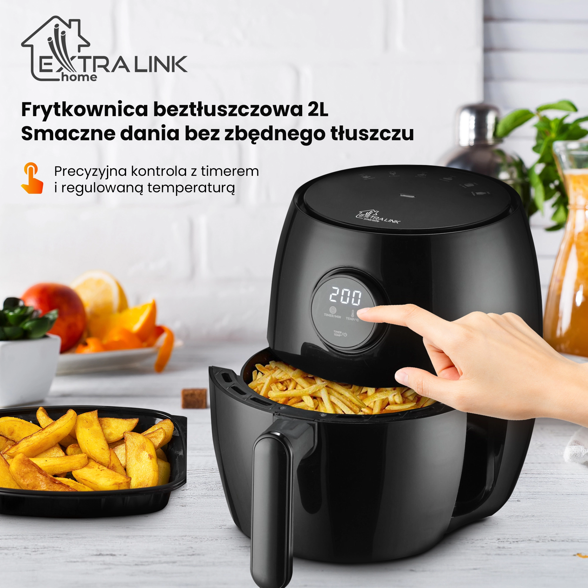 „Extralink“ namų oro gruzdintuvė SJ-200 2 l ES, oro gruzdintuvė, 1000 W aprašymas - Prekės nuotrauka