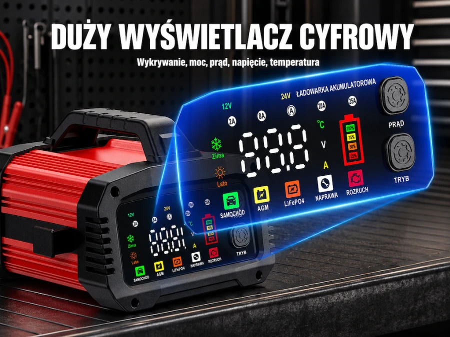 Extralink, Intelligent car charger with AGM repair mode, 12V, 24V, 25A aprašymas - Prekės nuotrauka