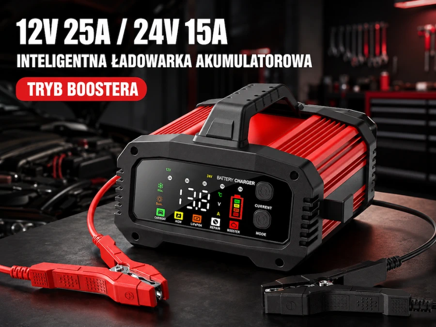 Extralink, Intelligent car charger with AGM repair mode, 12V, 24V, 25A aprašymas - Prekės nuotrauka