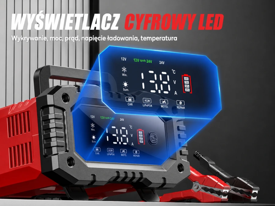 EXTRALINK intelligent car charger with AGM repair mode 12V 24V 20A aprašymas - Prekės nuotrauka