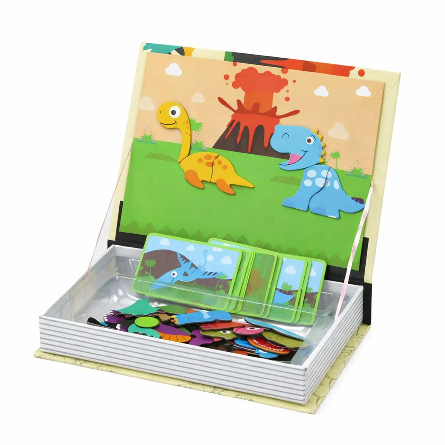 Extralink Kids, magnetinės dėlionės vaikams, magnetinė dėlionių knyga, dėlionė 64 vnt. Dinozaurai aprašymas - Prekės nuotrauka