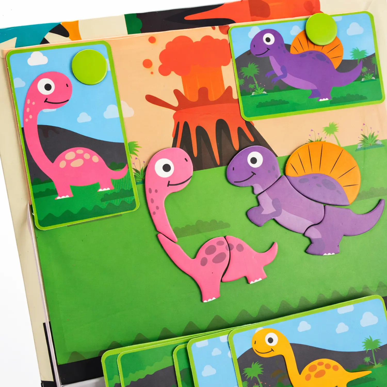 Extralink Kids, magnetinės dėlionės vaikams, magnetinė dėlionių knyga, dėlionė 64 vnt. Dinozaurai aprašymas - Prekės nuotrauka