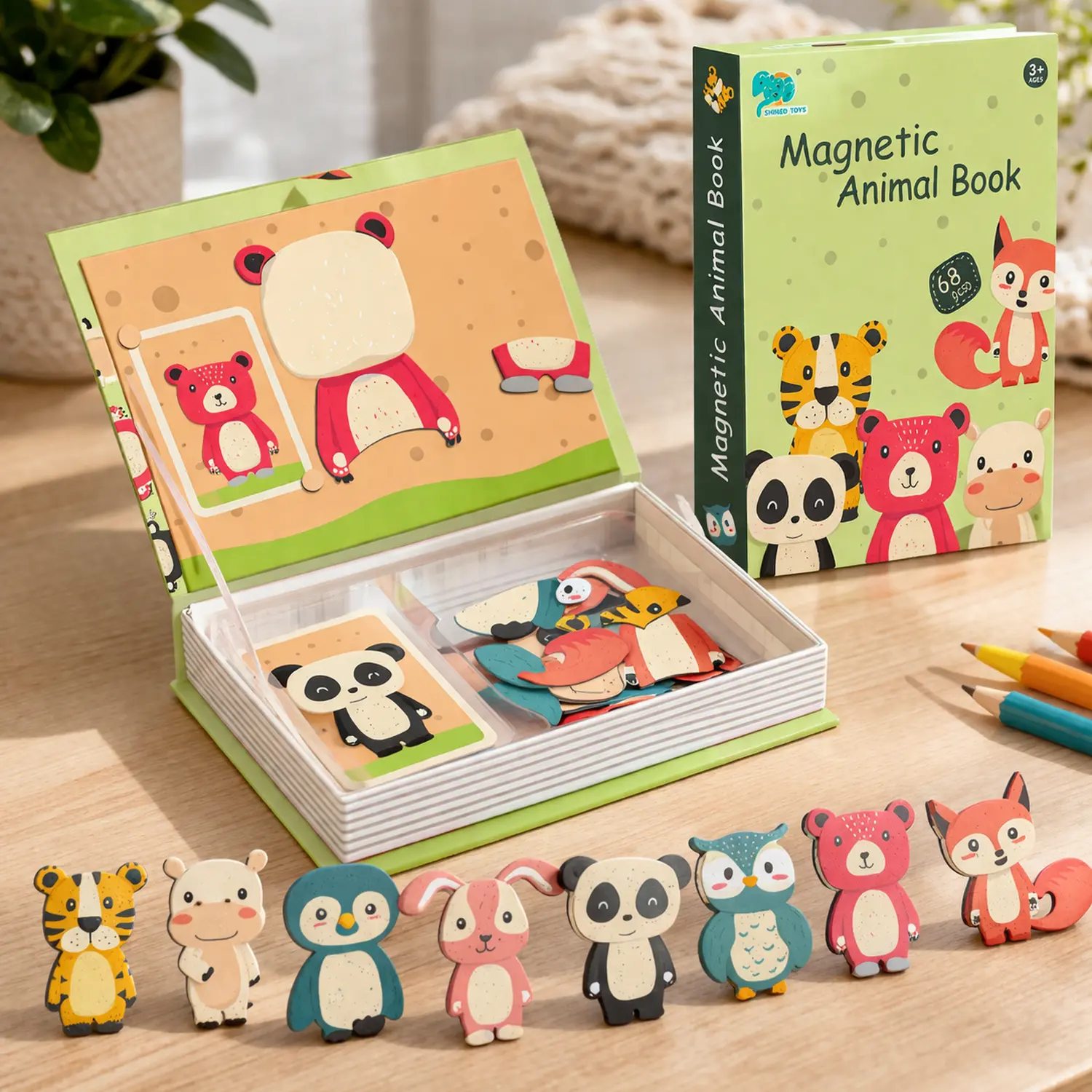 Extralink Kids, magnetinės dėlionės vaikams, knyga, dėlionė, 68 vnt. Gyvūnai aprašymas - Prekės nuotrauka
