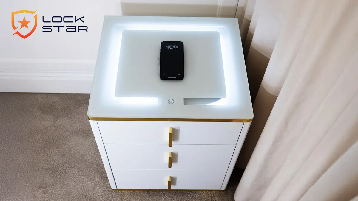 Extralink Lock Star Electronic Bedside Seifas with Wireless Charging aprašymas - Prekės nuotrauka