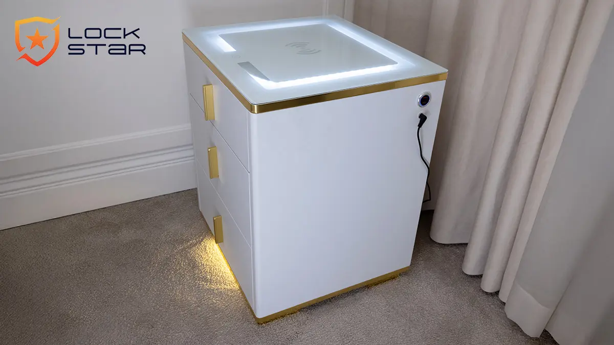 Extralink Lock Star Electronic Bedside Seifas with Wireless Charging aprašymas - Prekės nuotrauka