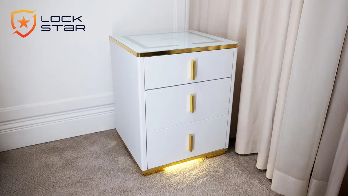 Extralink Lock Star Electronic Bedside Seifas with Wireless Charging aprašymas - Prekės nuotrauka