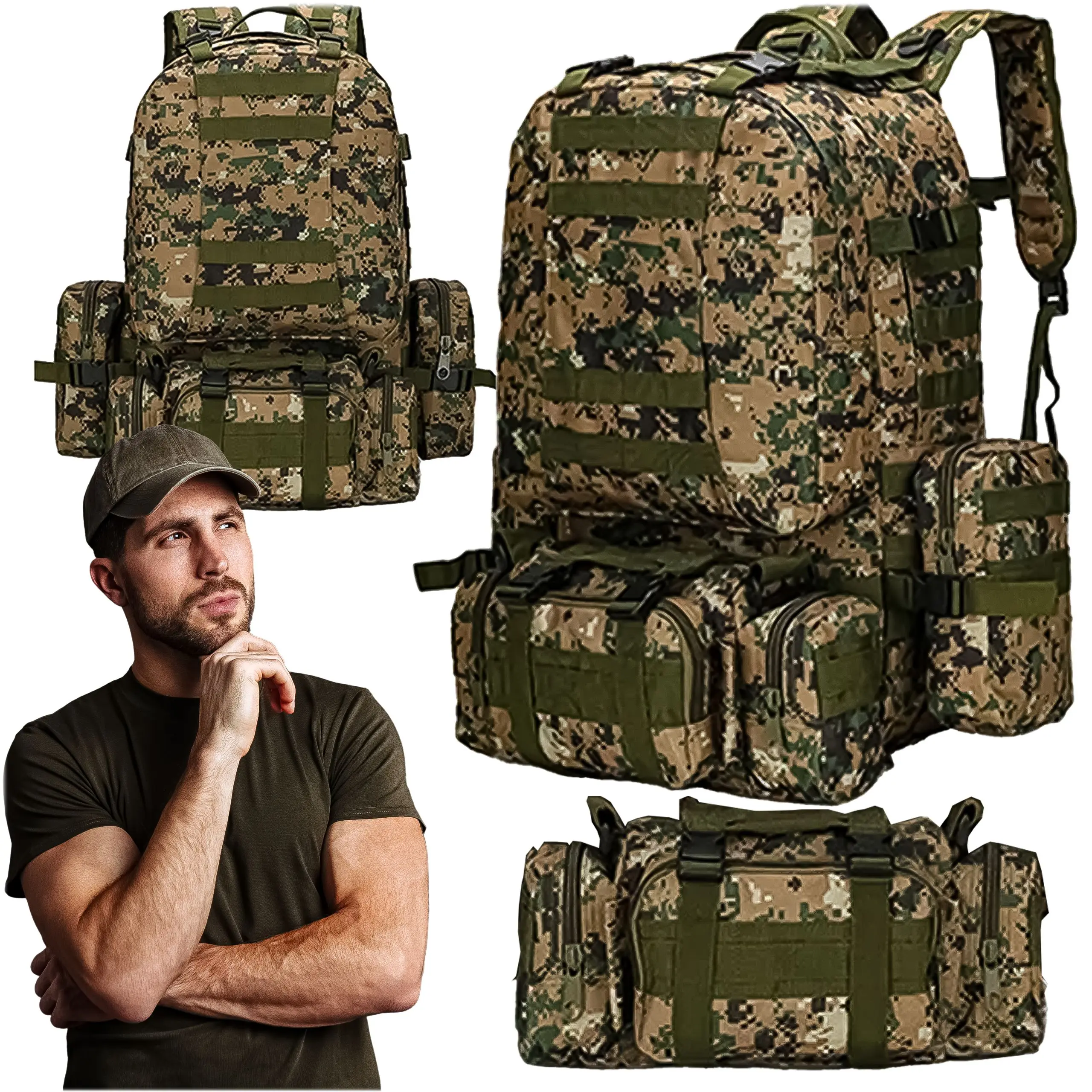 Extralink Military Mokyklinė kuprinė kelioninis taktyczny 4w1 wojskowy turistinis survival 50l mil-668 aprašymas - Prekės nuotrauka