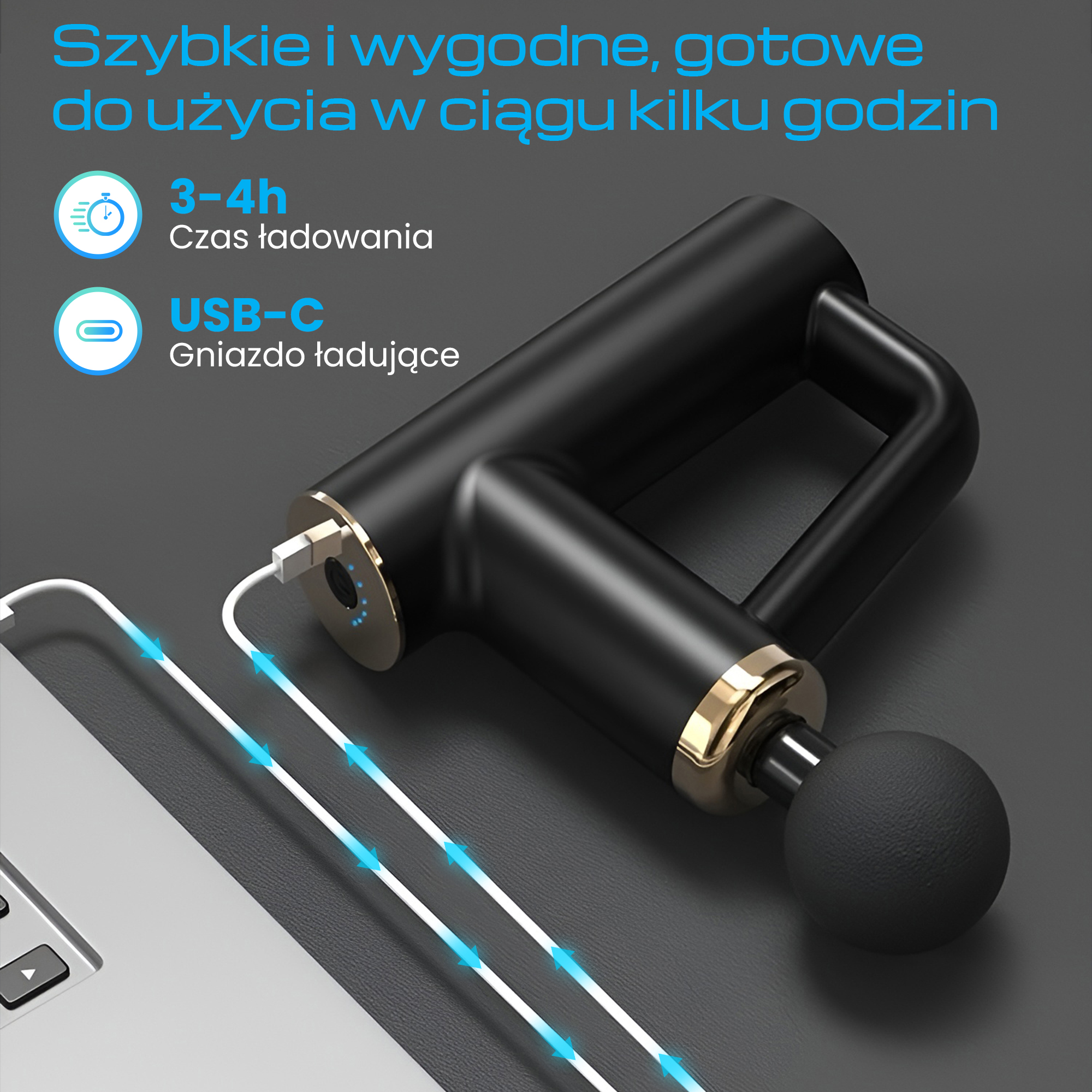 Extralink Massage Gun Mini Juodas aprašymas - Prekės nuotrauka