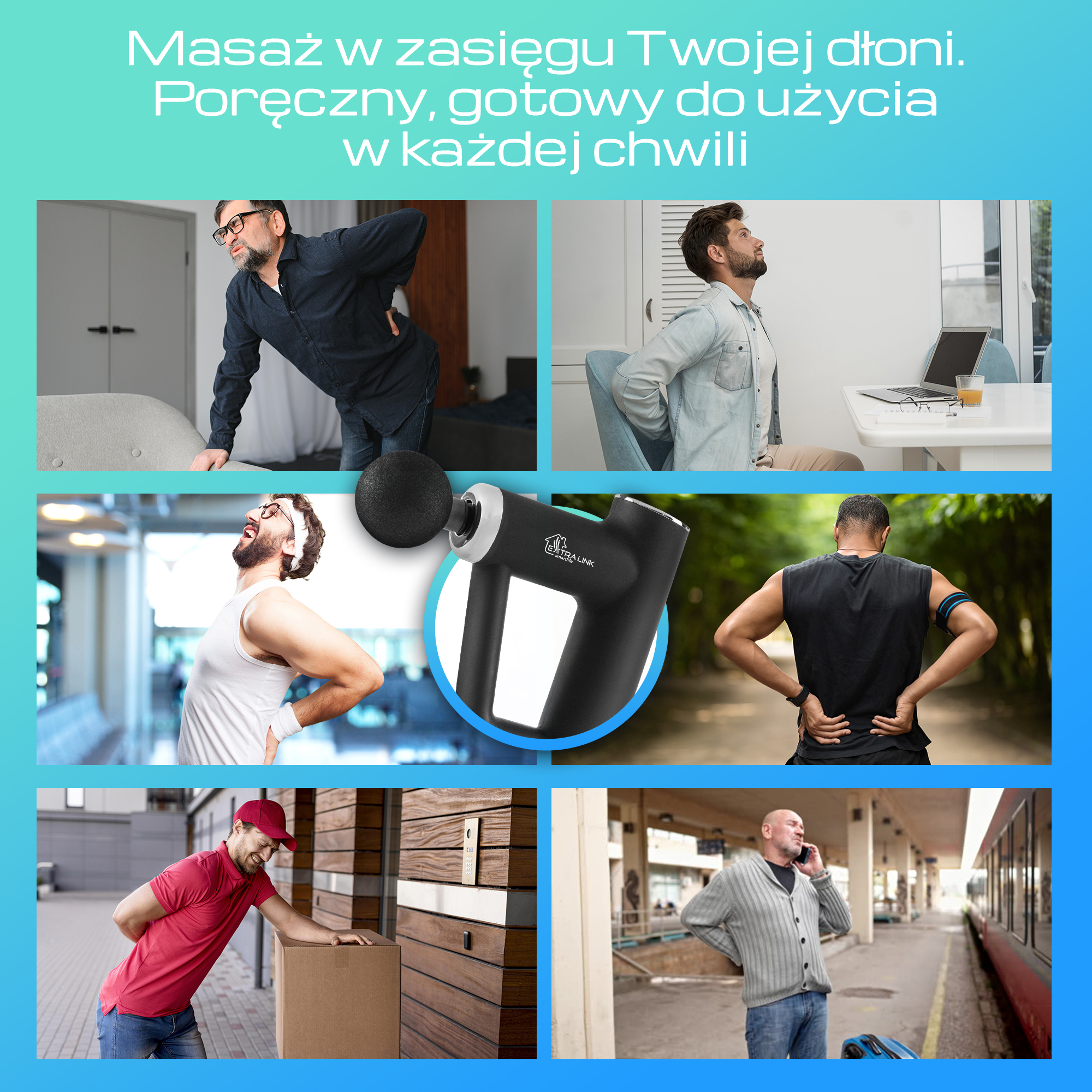 Extralink Massage Gun Mini Juodas aprašymas - Prekės nuotrauka