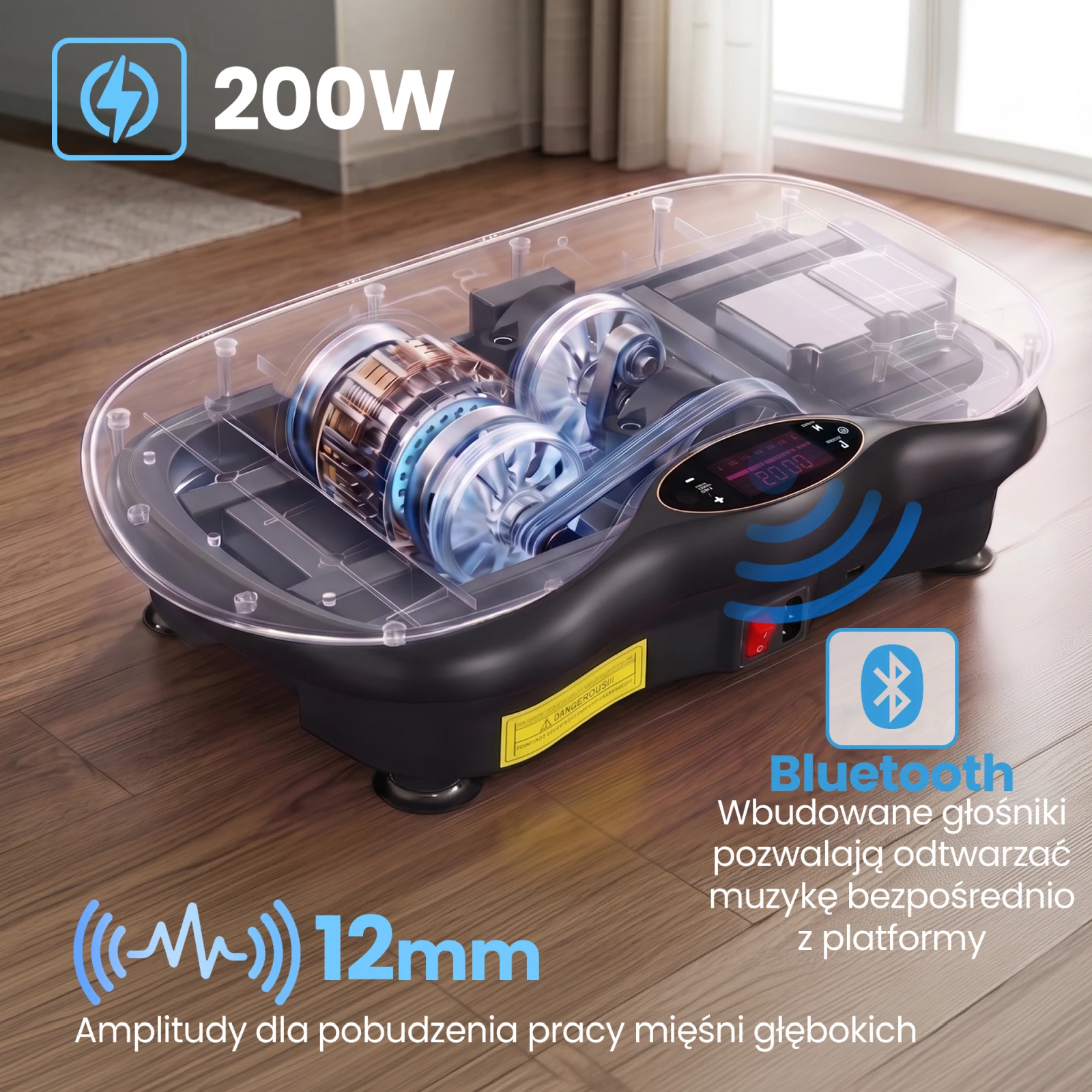 Extralink Moonwalk Spin Move Platofrma Wibracyjna do Ćwiczeń Fitness 200W juoda aprašymas - Prekės nuotrauka