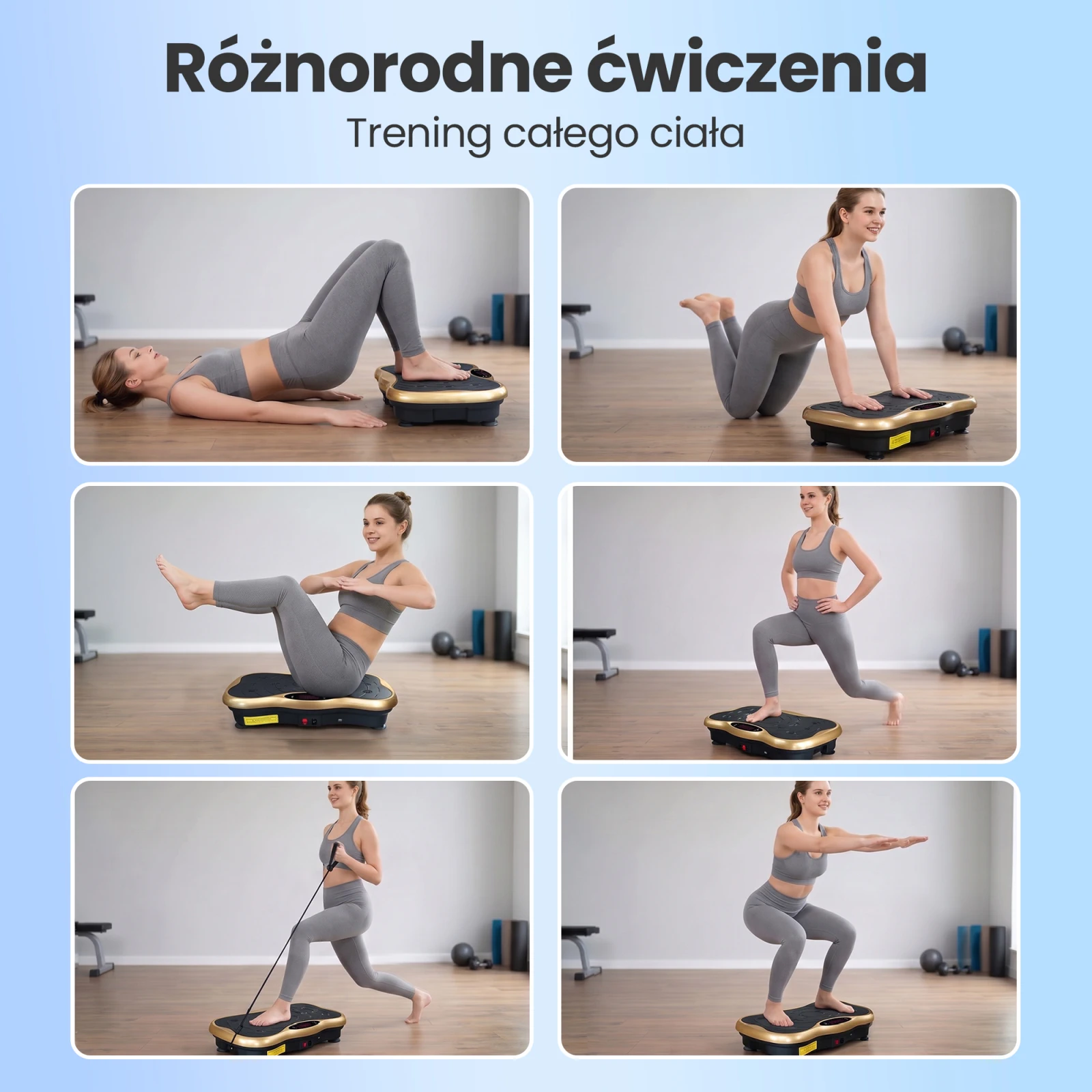 Extralink Moonwalk Spin Move Platofrma Wibracyjna do Ćwiczeń Fitness 200W auksinė aprašymas - Prekės nuotrauka