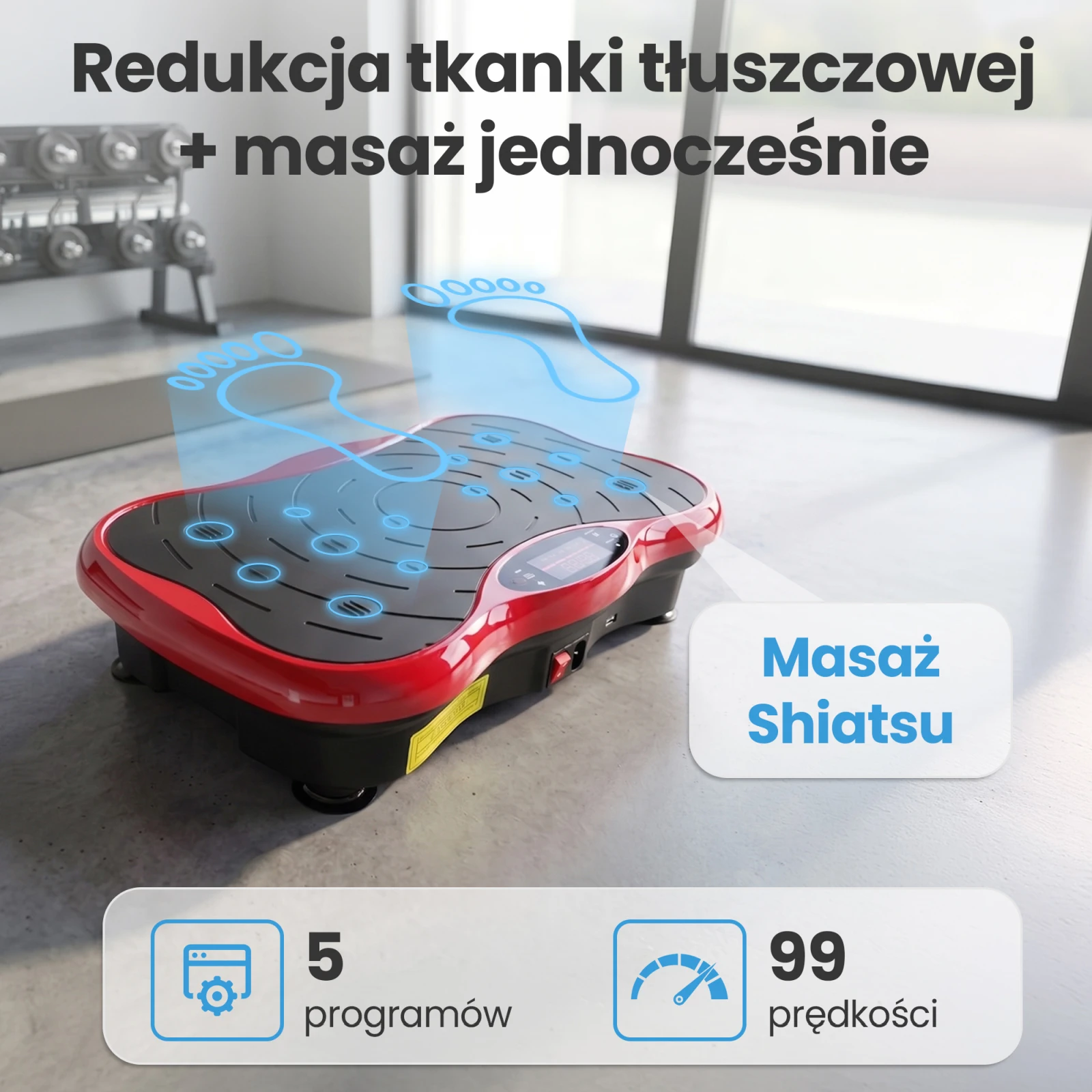 Extralink Moonwalk Spin Move vibracinė platforma fitneso pratyboms 200 W raudona aprašymas - Prekės nuotrauka