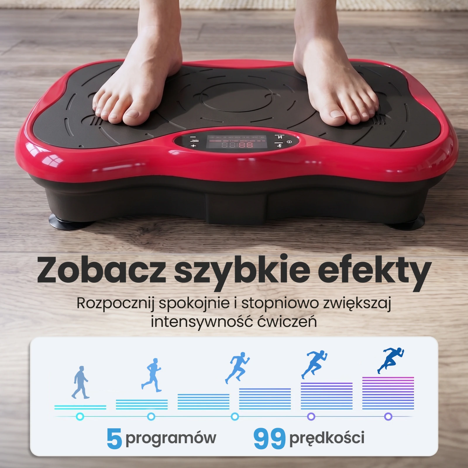 Extralink Moonwalk Spin Move vibracinė platforma fitneso pratyboms 200 W raudona aprašymas - Prekės nuotrauka
