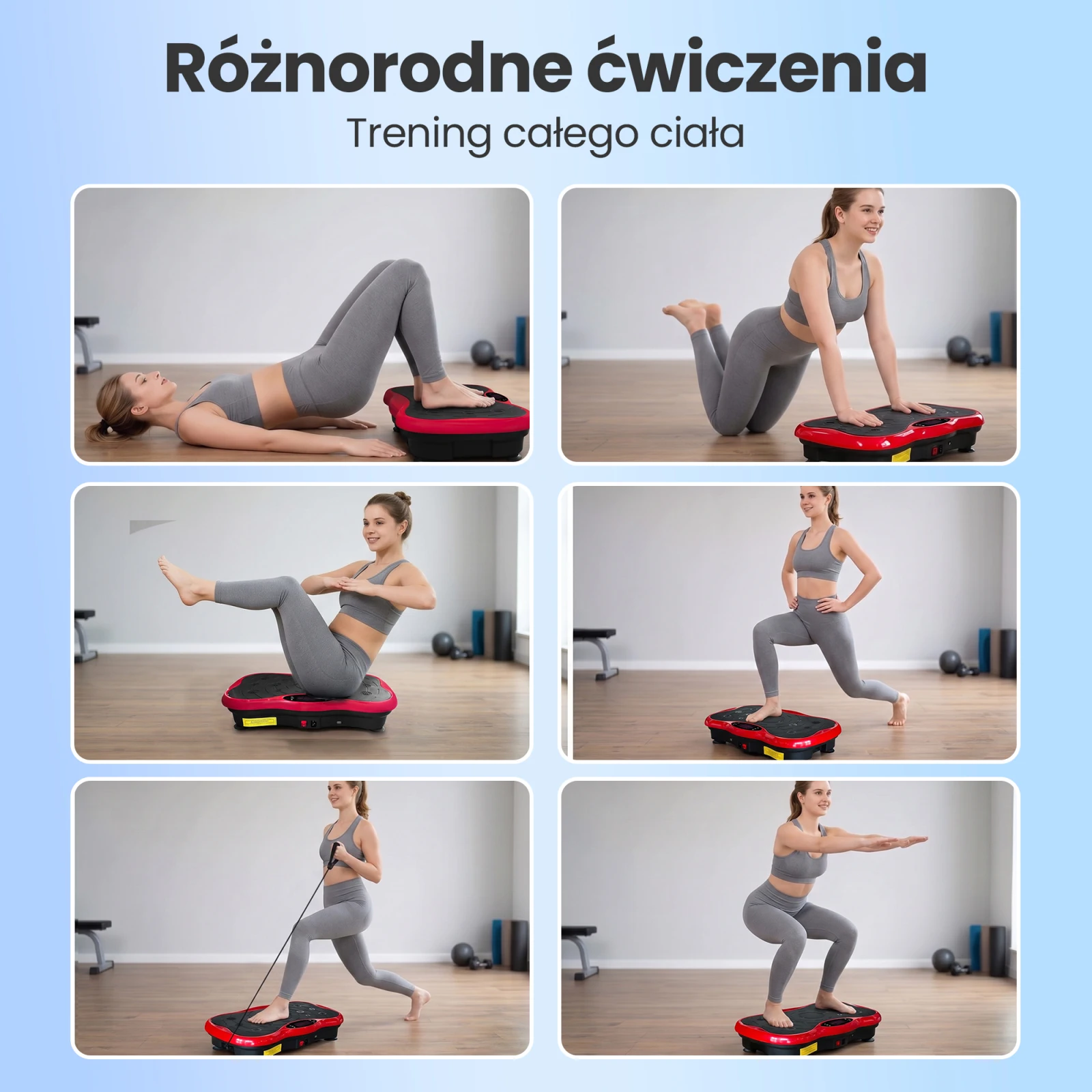 Extralink Moonwalk Spin Move vibracinė platforma fitneso pratyboms 200 W raudona aprašymas - Prekės nuotrauka