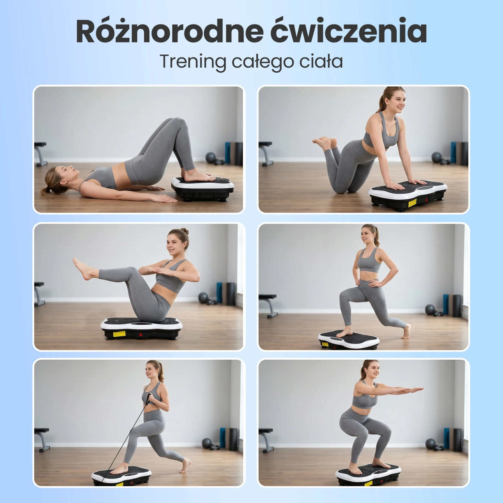 Extralink „Moonwalk Spin Move“ vibracijos platforma fitneso pratimams 200 W balta aprašymas - Prekės nuotrauka