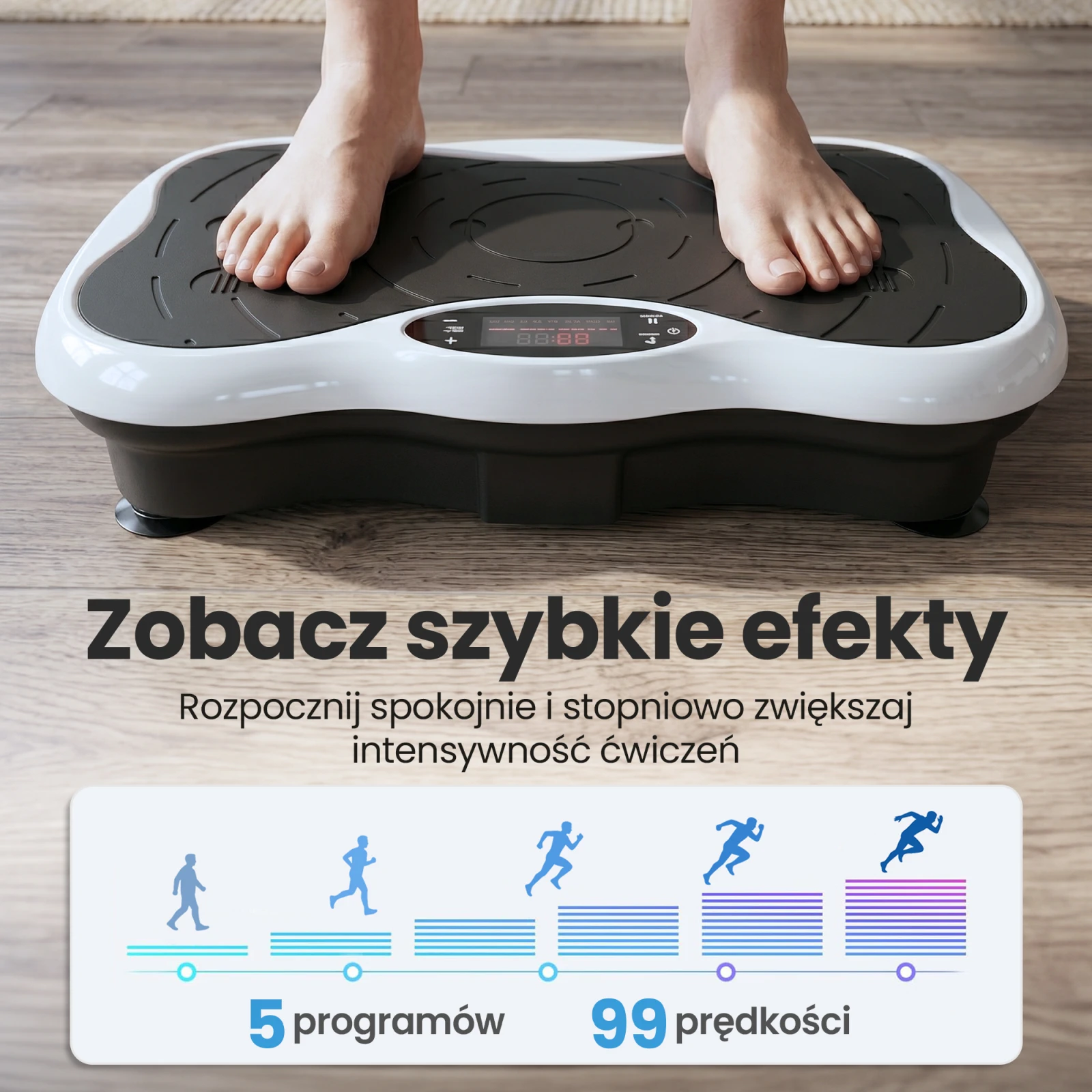 Extralink „Moonwalk Spin Move“ vibracijos platforma fitneso pratimams 200 W balta aprašymas - Prekės nuotrauka