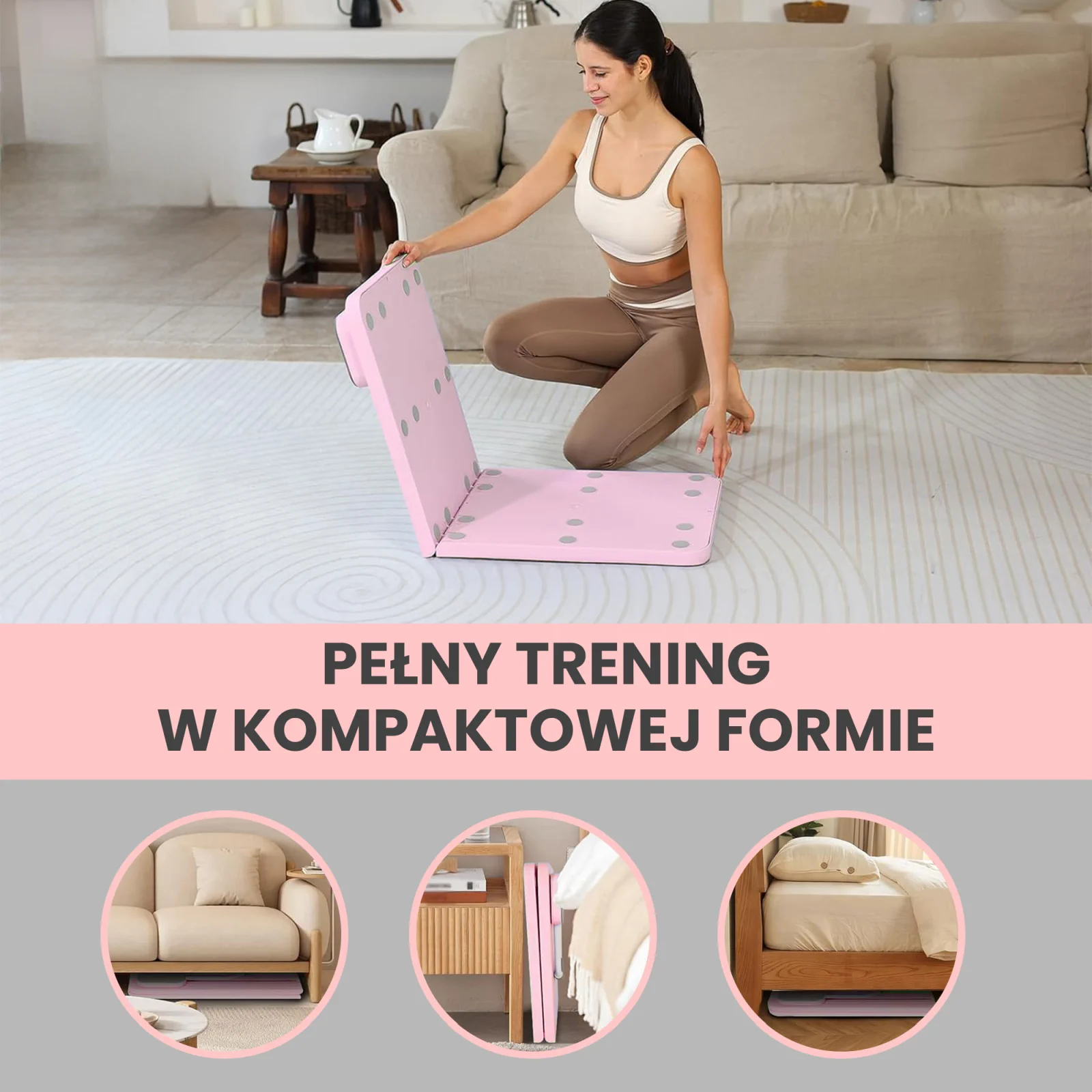 Extralink, Pilates board, pink, abdominal exercise reformer, push-up board aprašymas - Prekės nuotrauka
