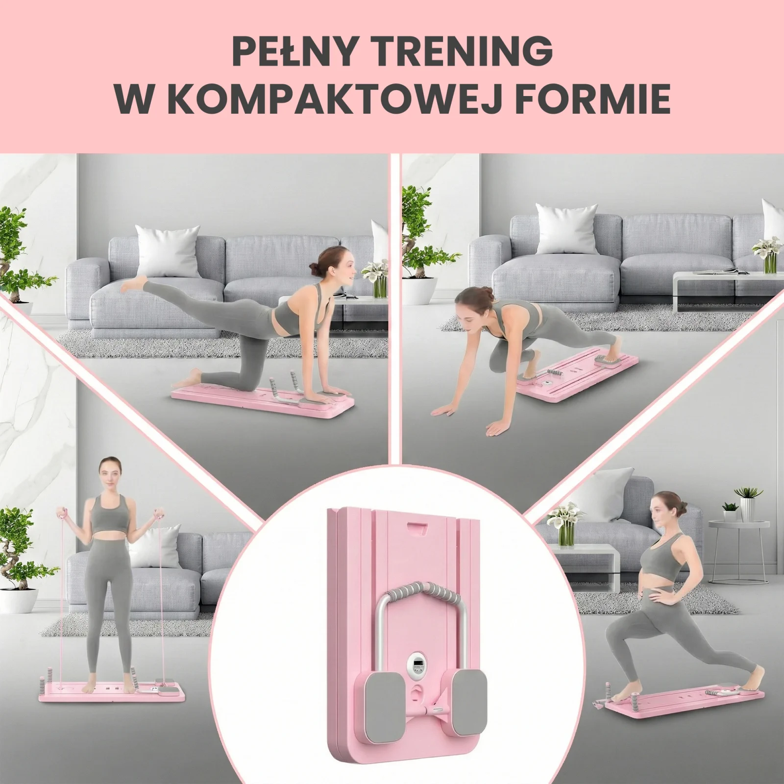Extralink, Pilates board, pink, abdominal exercise reformer, push-up board aprašymas - Prekės nuotrauka