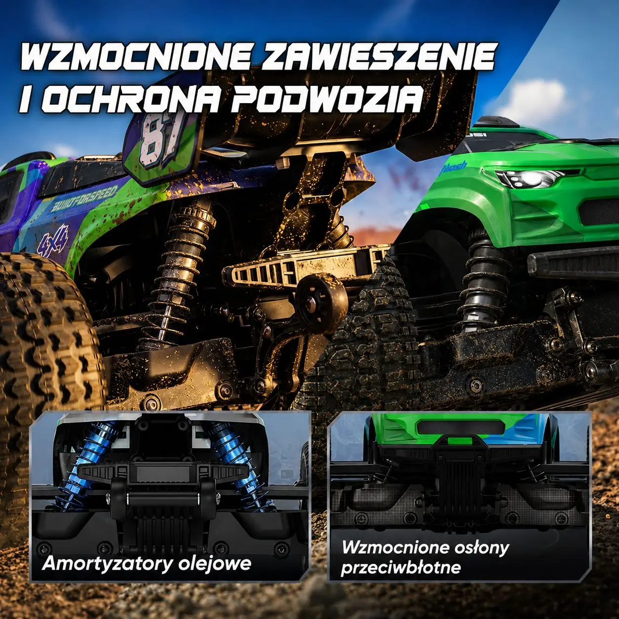 EXTRALINK RC SC10 REMOTE-CONTROLLED CAR 1/10 BRUSHLESS 4WD EXTREME TRUCK Žalias aprašymas - Prekės nuotrauka