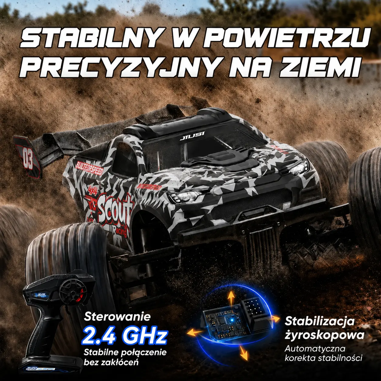 EXTRALINK RC SC10 remote-controlled car 1/10 brushless 4WD extreme truck juodas aprašymas - Prekės nuotrauka