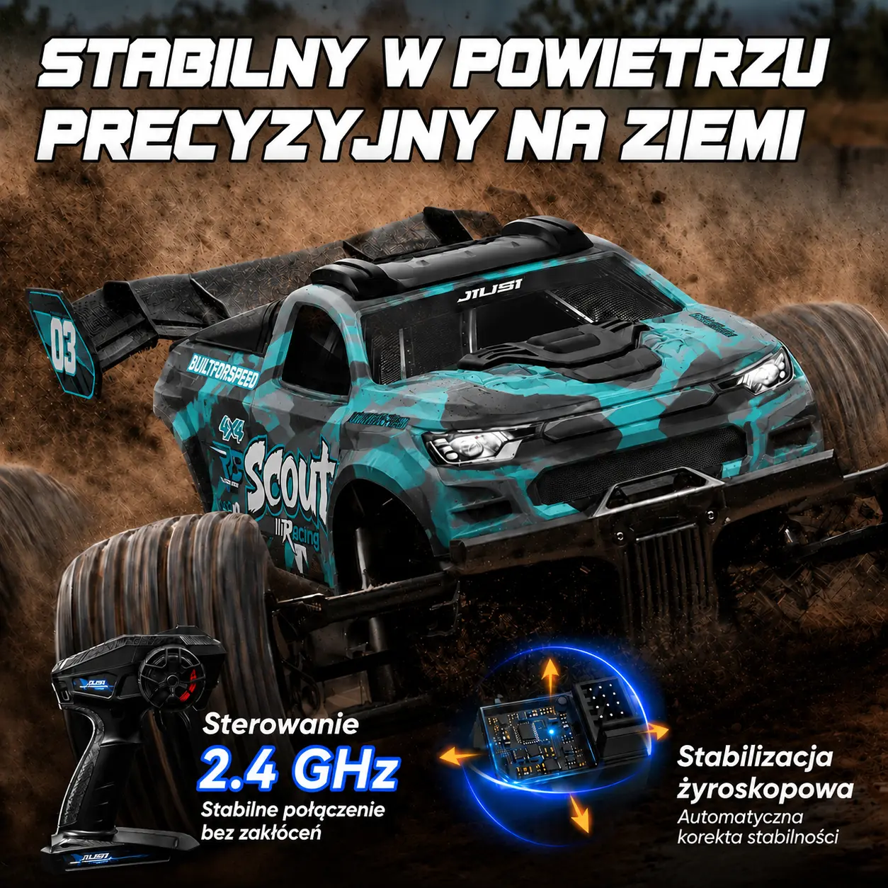 EXTRALINK RC SC10 remote-controlled car 1/10 brushless 4WD extreme truck mėlynas aprašymas - Prekės nuotrauka