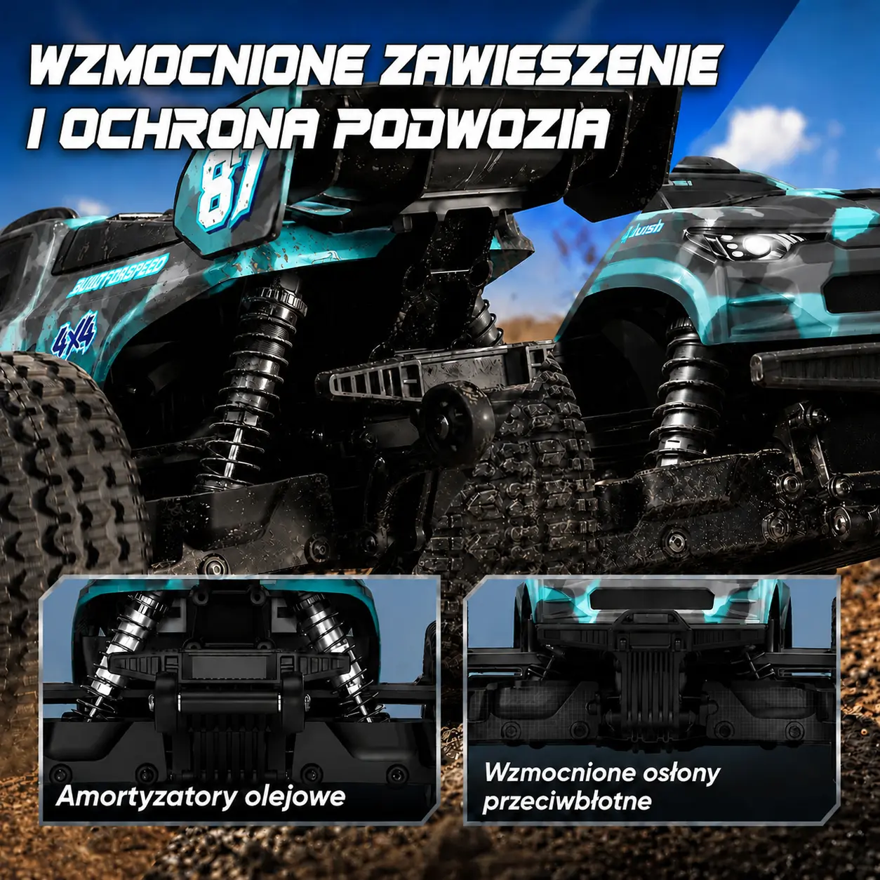 EXTRALINK RC SC10 remote-controlled car 1/10 brushless 4WD extreme truck mėlynas aprašymas - Prekės nuotrauka