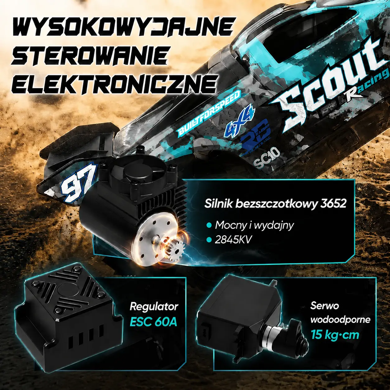 EXTRALINK RC SC10 remote-controlled car 1/10 brushless 4WD extreme truck mėlynas aprašymas - Prekės nuotrauka