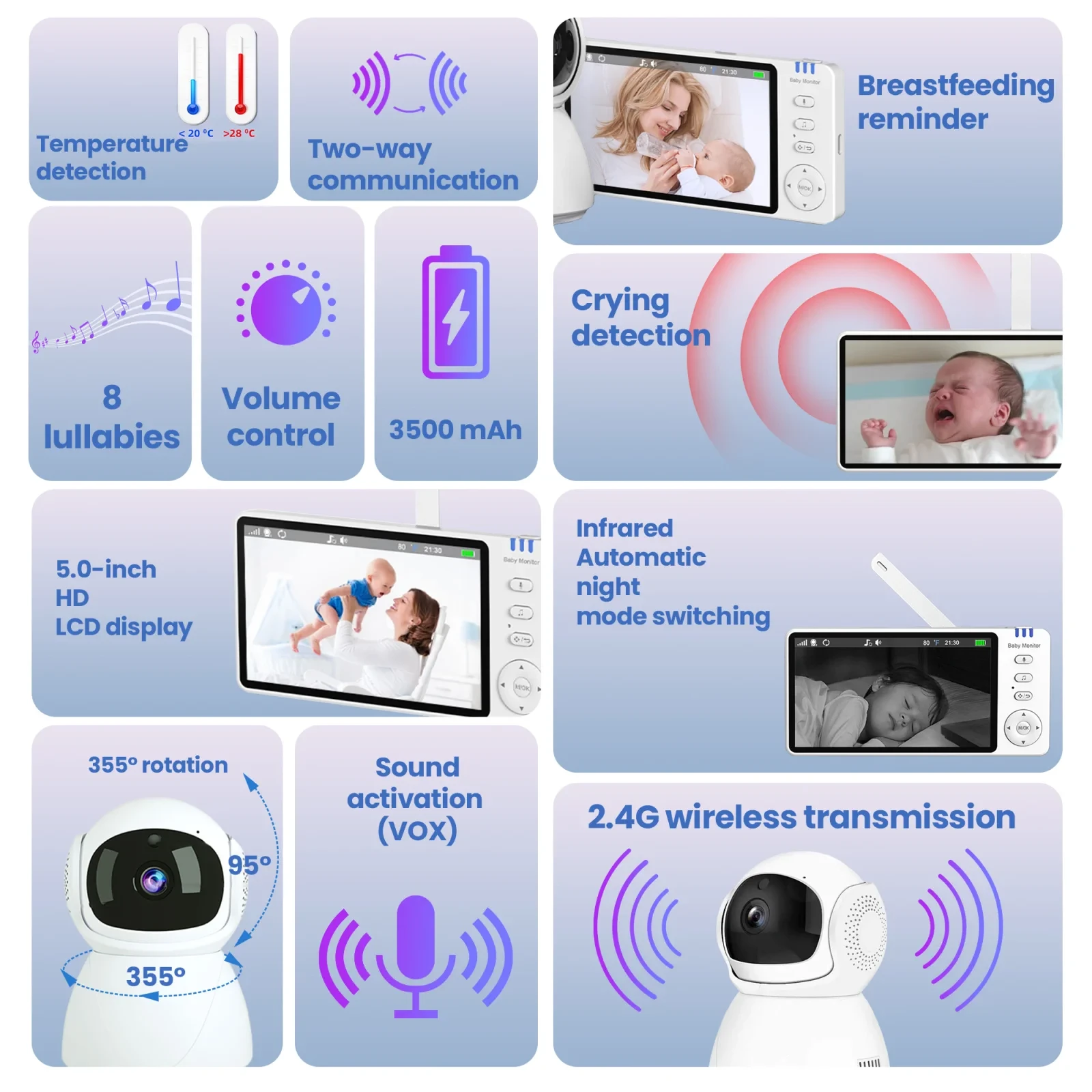 Extralink Reya | Mobili auklė | MO570 su monitorem 5' VOX 2,4 GHz aprašymas - Prekės nuotrauka Extralink Reya | Mobili auklė | MO570 su monitorem 5' VOX 2,4 GHz aprašymas - Prekės nuotrauka