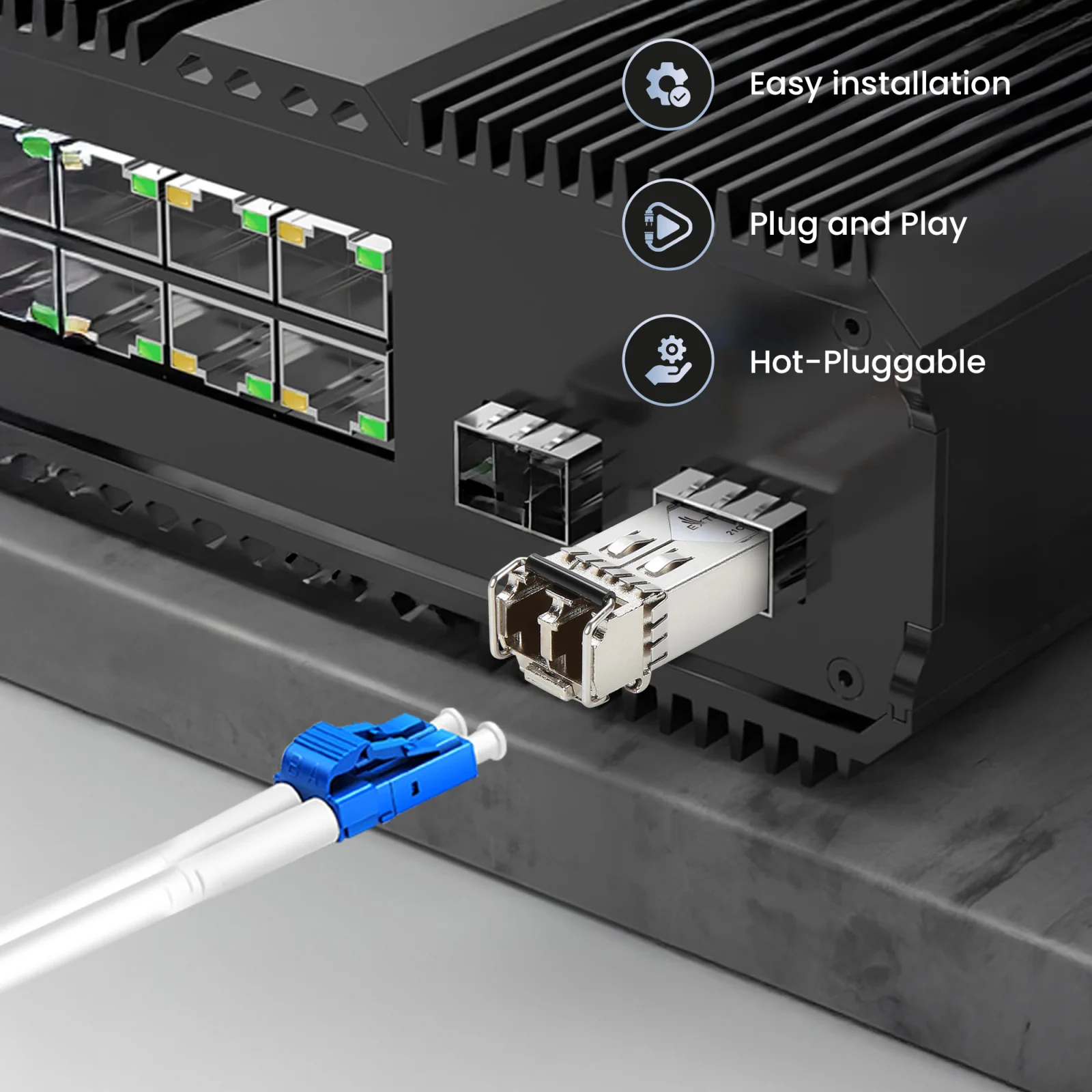 Šakotuvas Modulis SFP ExtraLink EXTRALINK SFP 1.25G 850NM 550M MM DOM 2-PACK (SKIRTA HP / ARUBA) aprašymas - Prekės nuotrauka