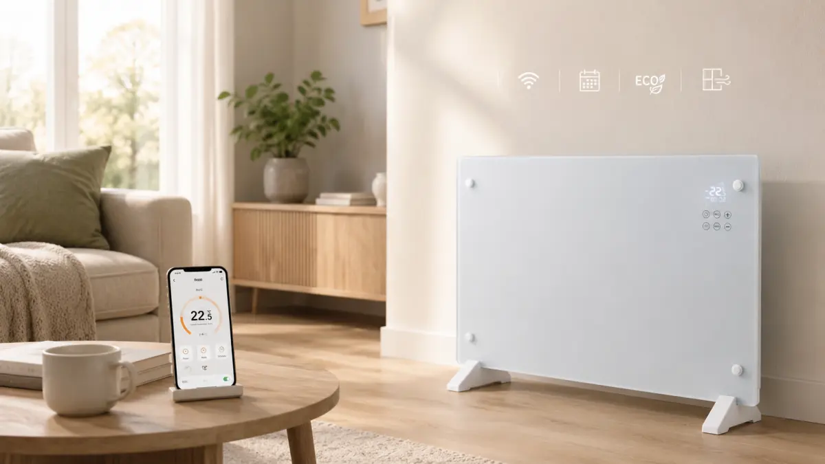 EXTRALINK SMART GLASS PANEL HEATER, Baltas, 2000W, WIFI, LPL-23A-WH aprašymas - Prekės nuotrauka